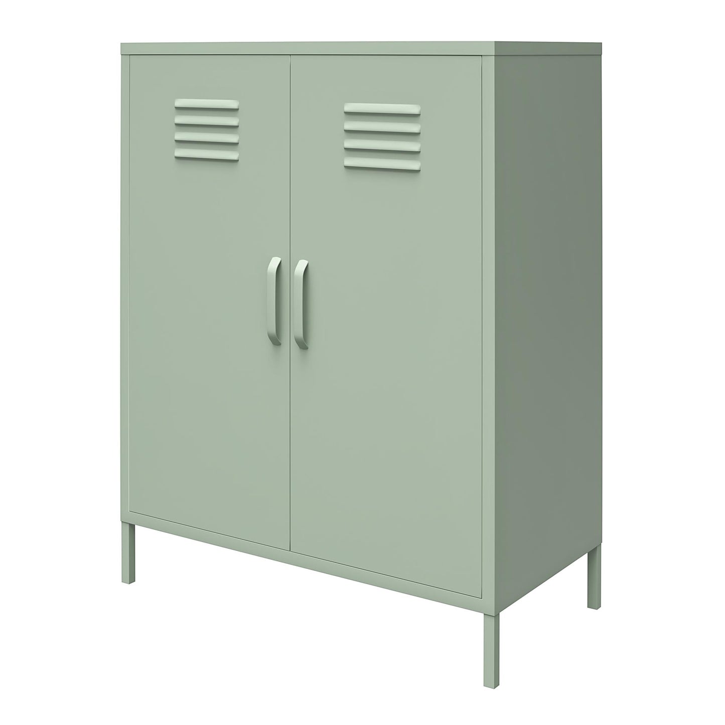 Shadwick 2 Door Metal Locker Storage Cabinet with 3 Shelves - Pale Green