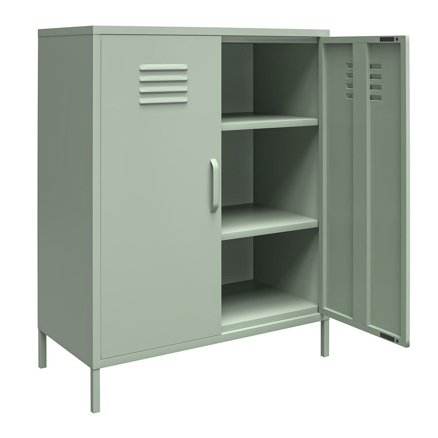 Shadwick 2 Door Metal Locker Storage Cabinet with 3 Shelves - Pale Green