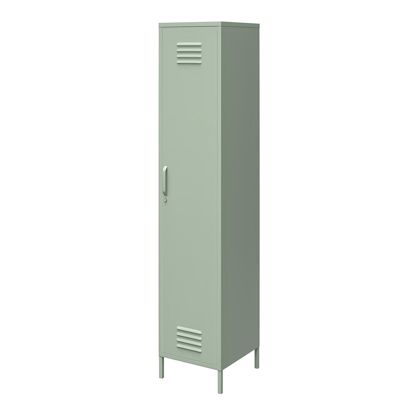 Shadwick Single Closed Door Metal Locker Storage Cabinet with 4 Shelves - Pale Green