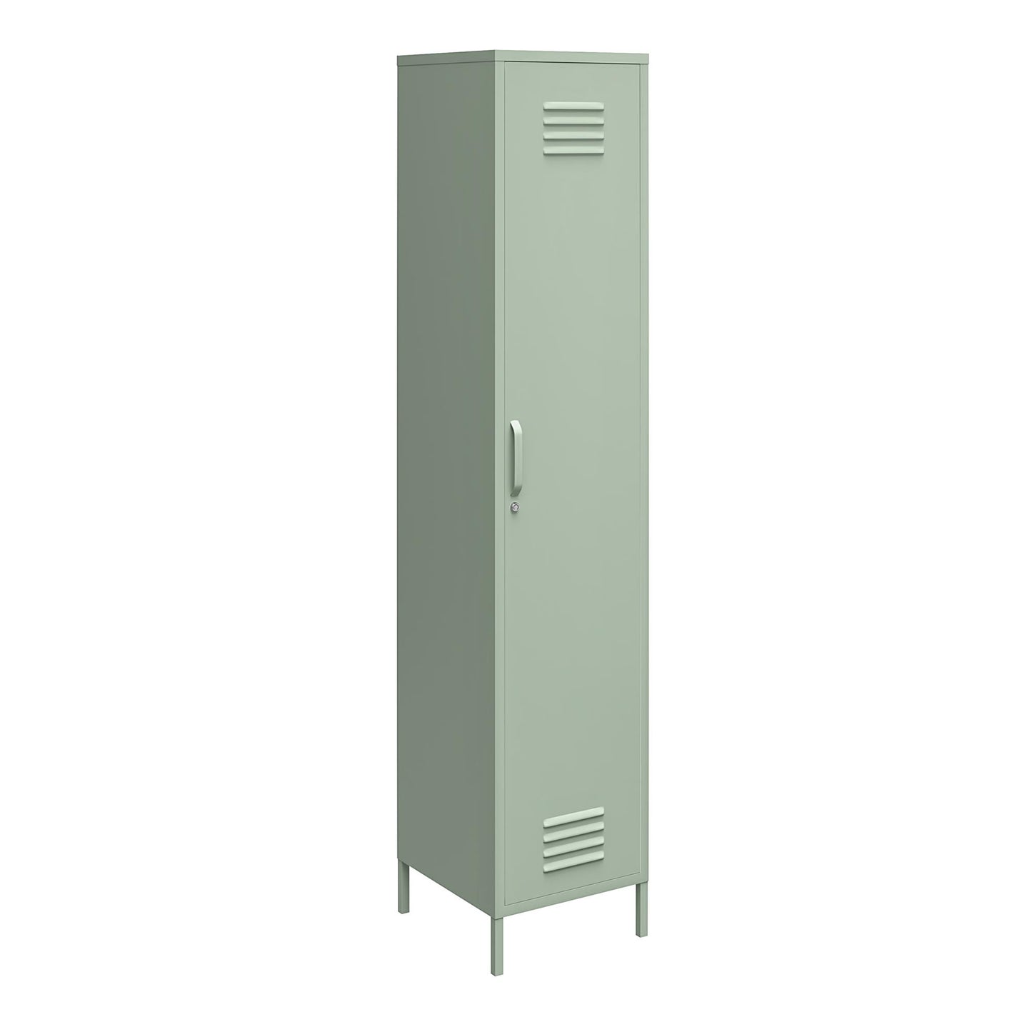 Shadwick Single Closed Door Metal Locker Storage Cabinet with 4 Shelves - Pale Green