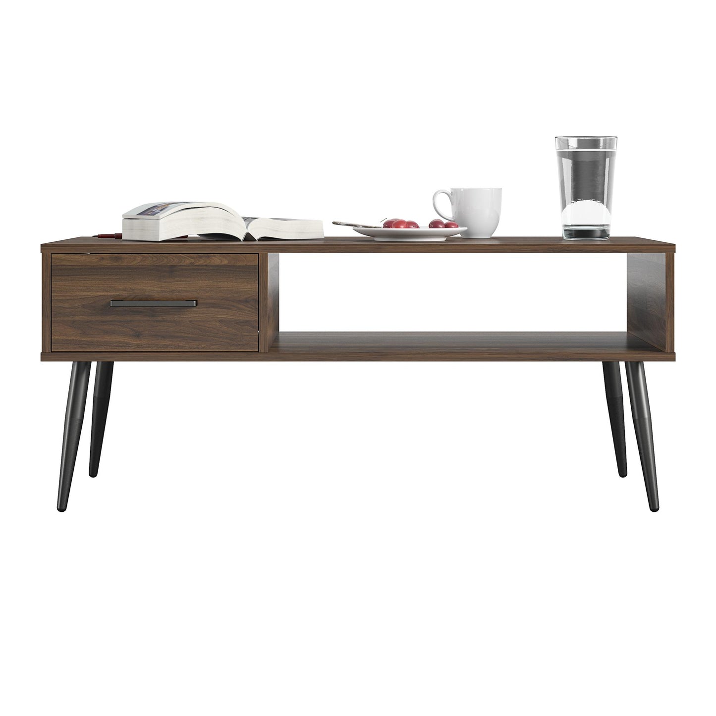Tyler Coffee Table with 1 Open Shelf and Drawer - Florence Walnut