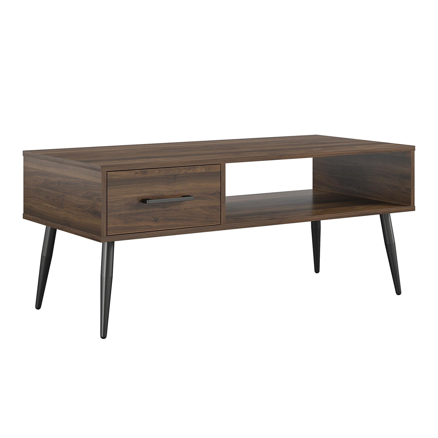 Tyler Coffee Table with 1 Open Shelf and Drawer - Florence Walnut