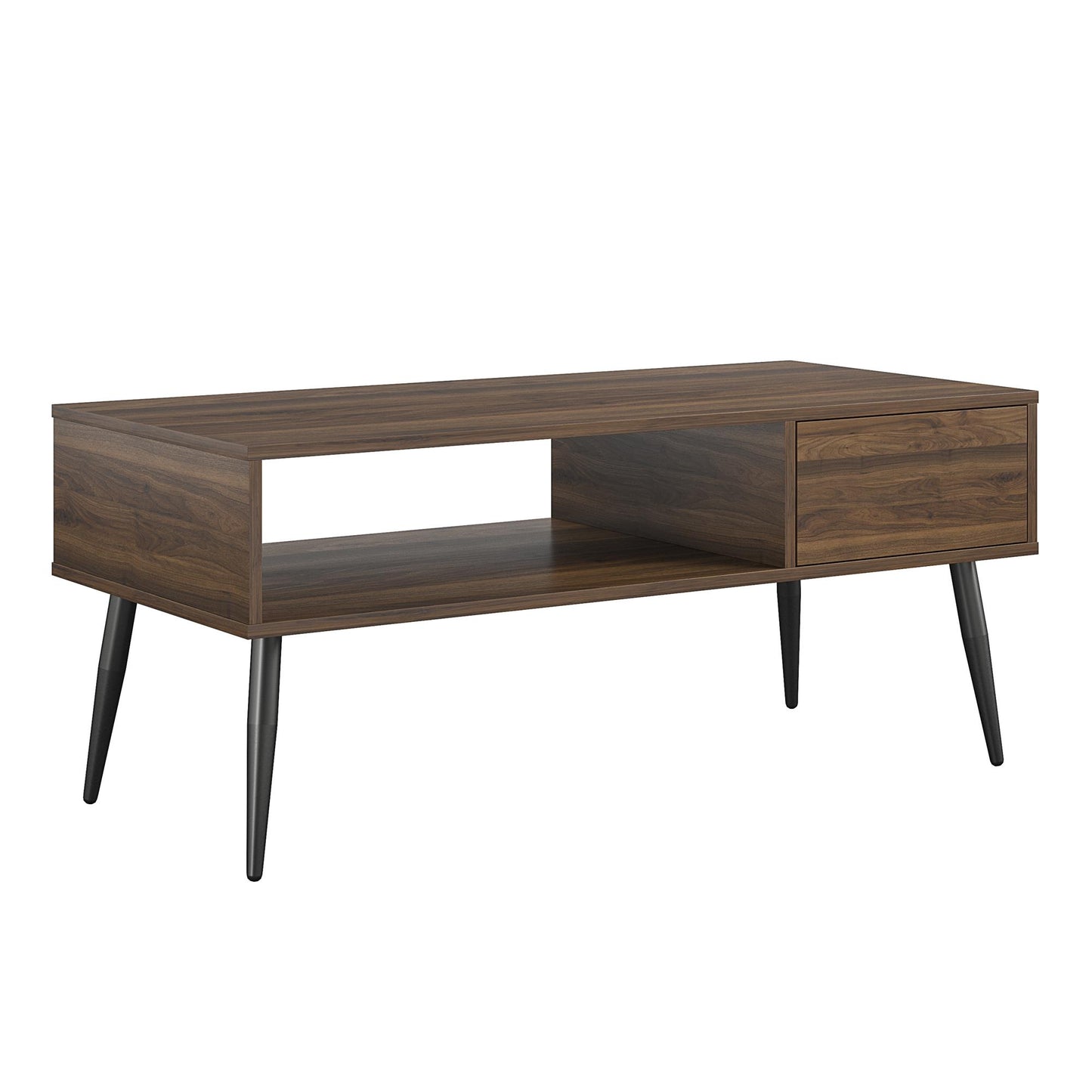 Tyler Coffee Table with 1 Open Shelf and Drawer - Florence Walnut