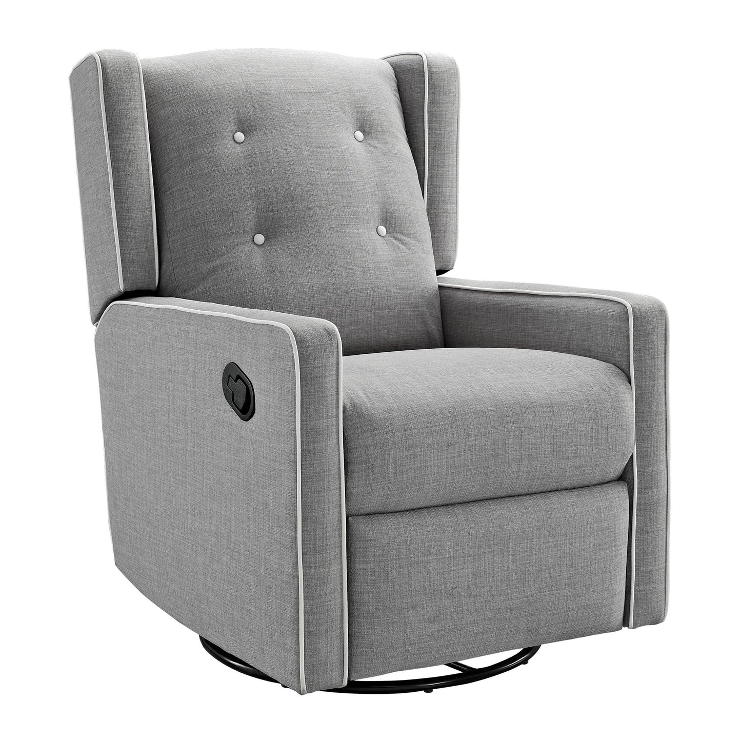 Mikayla Swivel Glider Recliner Chair Pocket Coil Seating - Grey Linen