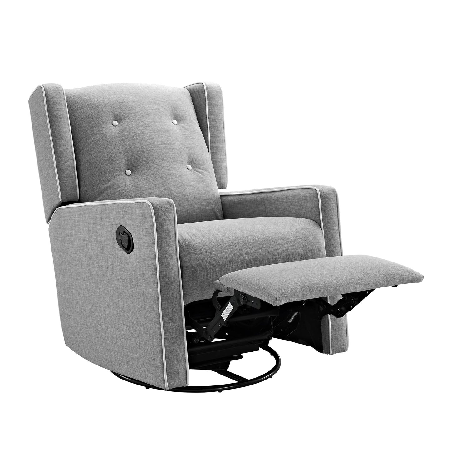 Mikayla Swivel Glider Recliner Chair Pocket Coil Seating - Grey Linen