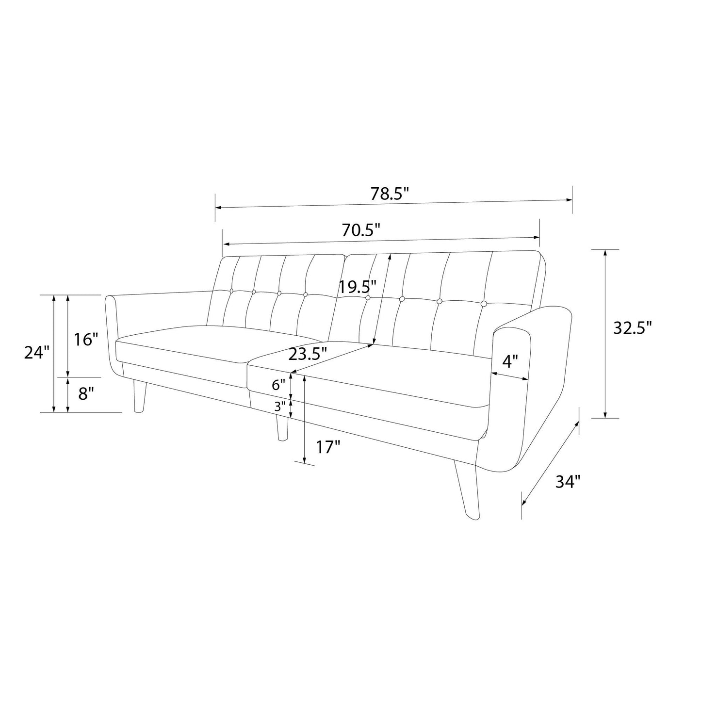 Better Homes & Gardens Nola Modern Futon, Camel Faux Leather - Camel