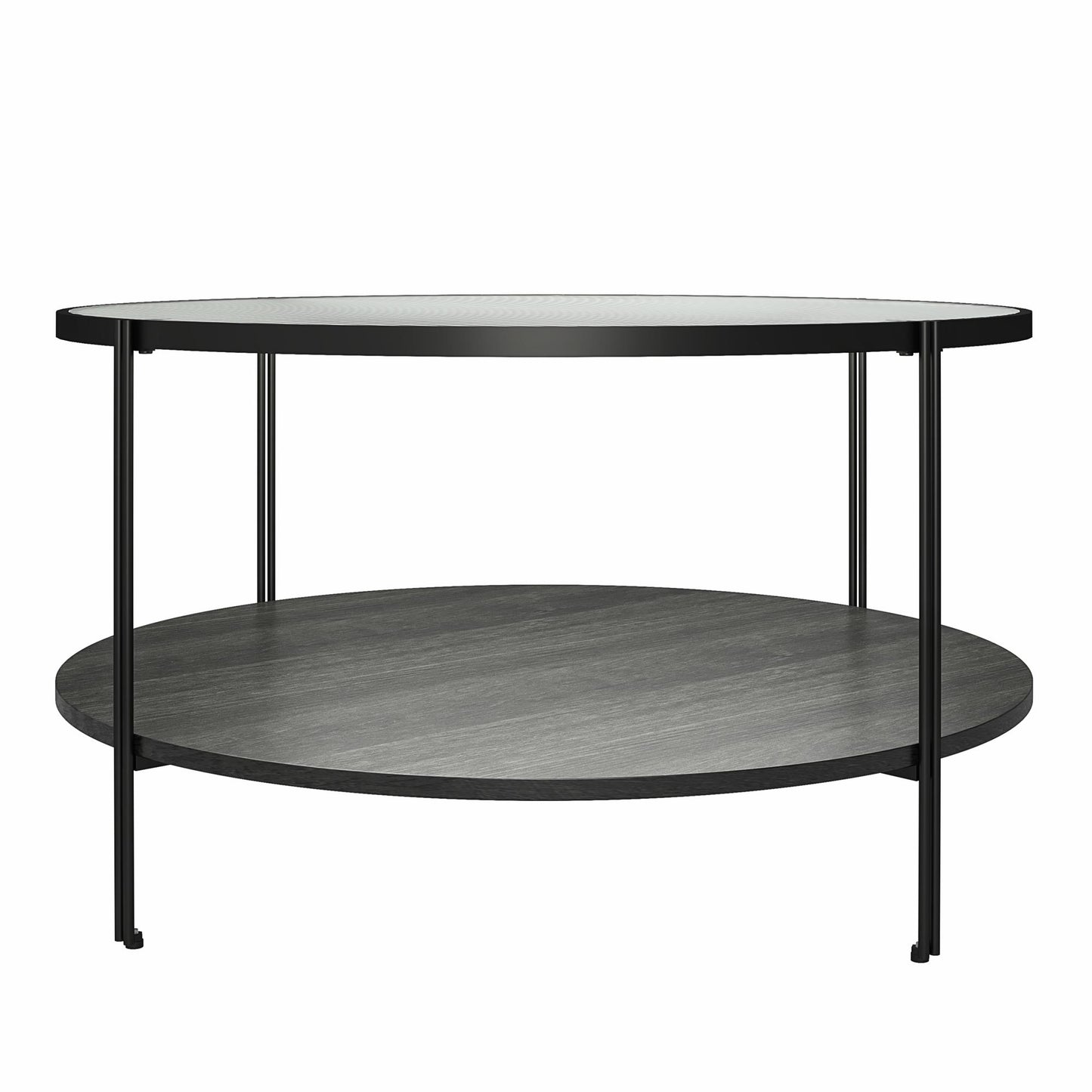 Ameriwood Home Lakeland Round Coffee Table, Black Oak - Black Oak