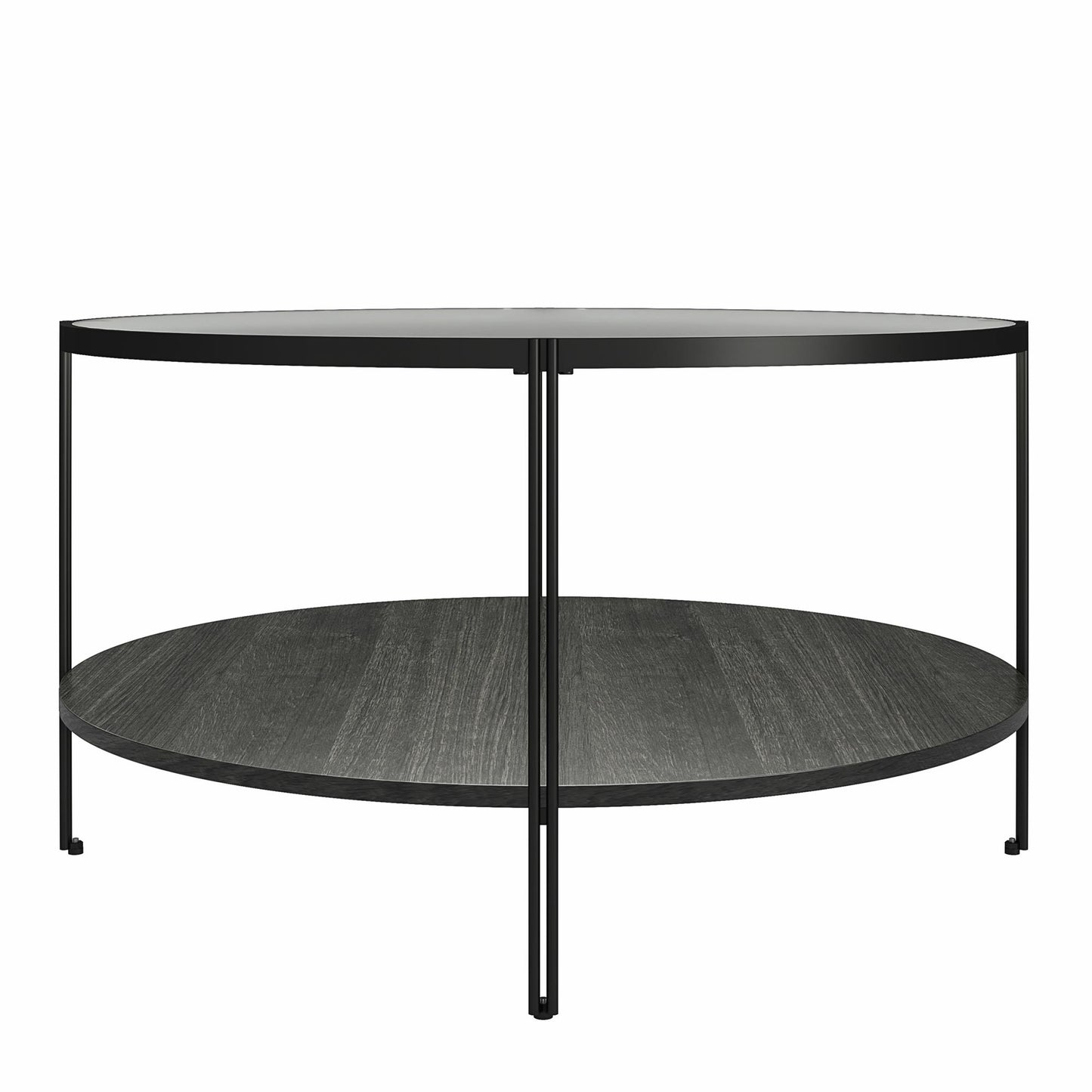 Ameriwood Home Lakeland Round Coffee Table, Black Oak - Black Oak