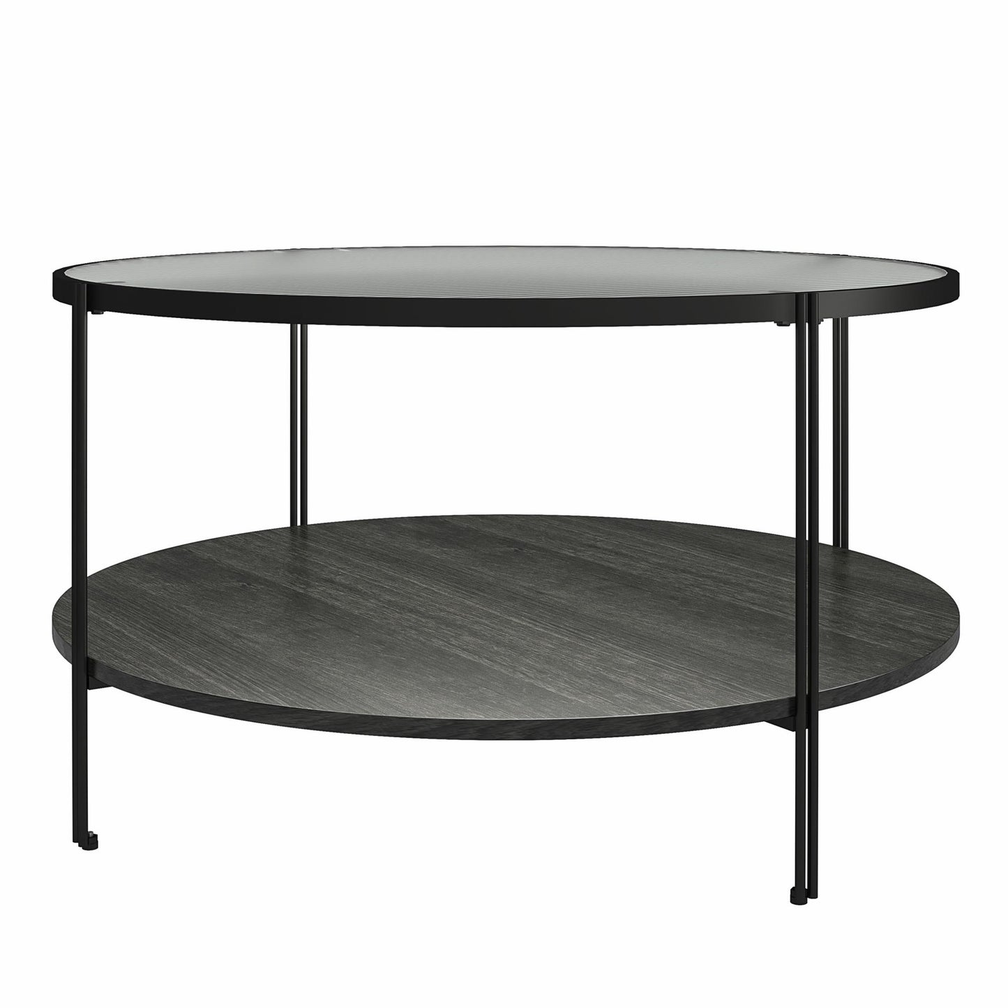 Ameriwood Home Lakeland Round Coffee Table, Black Oak - Black Oak