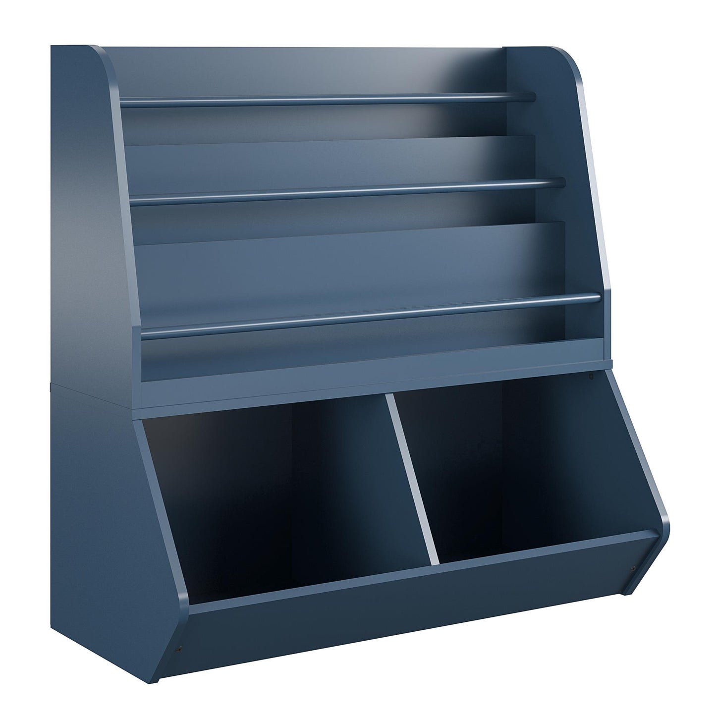 Jocelyn Kids Book and Toy Storage with 3 Shelves and 2 Open Compartments - Navy