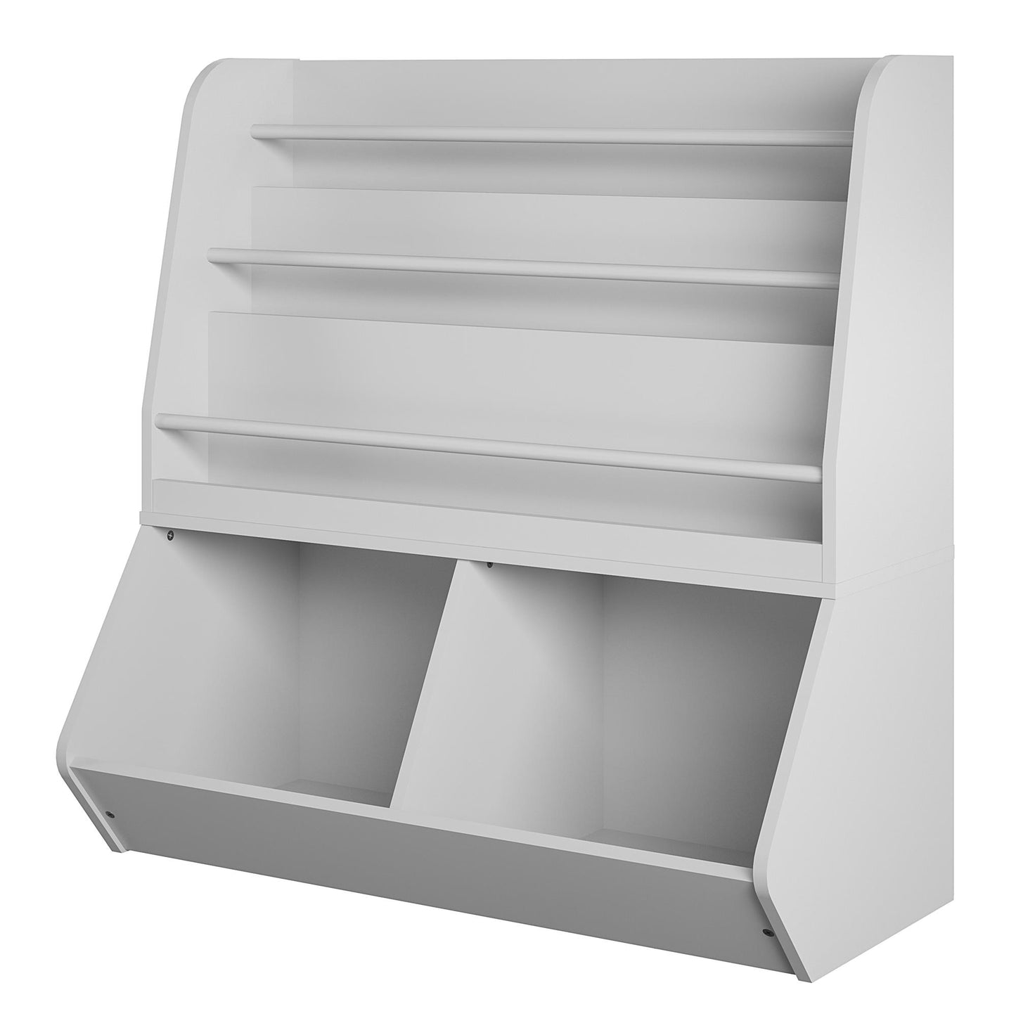 Jocelyn Kids Book and Toy Storage with 3 Shelves and 2 Open Compartments - Dove Gray