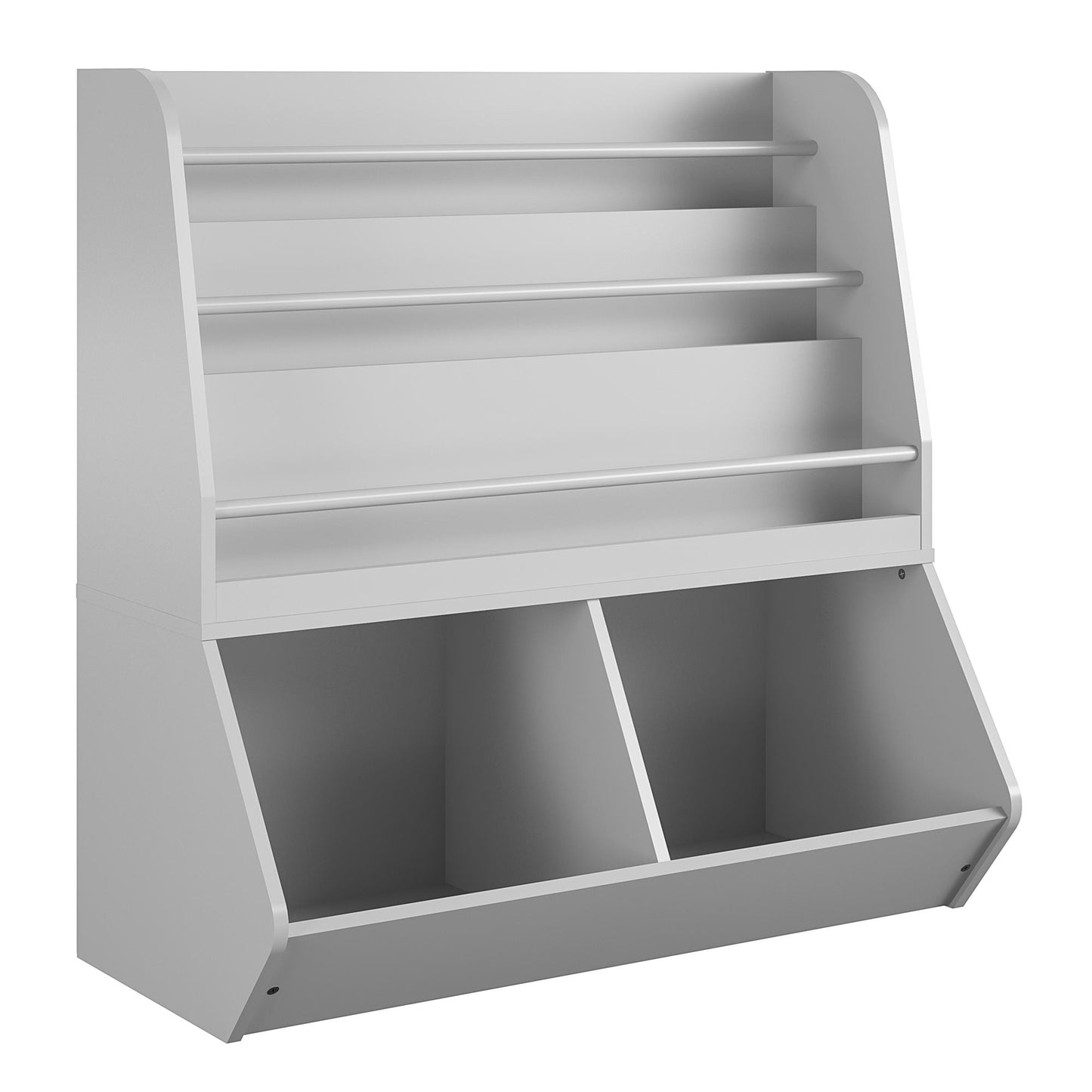 Jocelyn Kids Book and Toy Storage with 3 Shelves and 2 Open Compartments - Dove Gray
