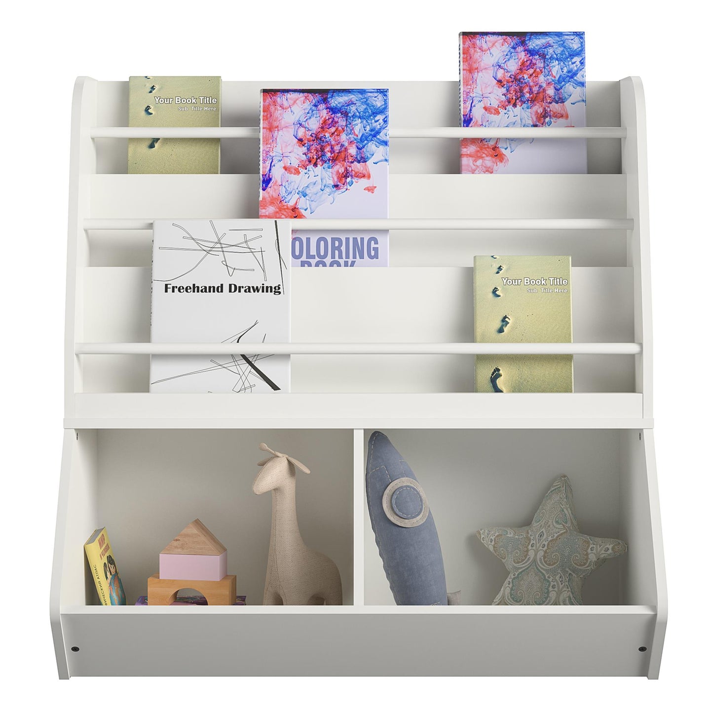 Jocelyn Kids Book and Toy Storage with 3 Shelves and 2 Open Compartments - White