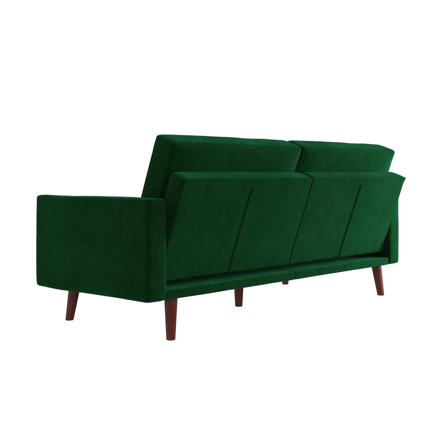 Jules Coil Futon with Solid Wooden Legs and Velvet Upholstery - Green