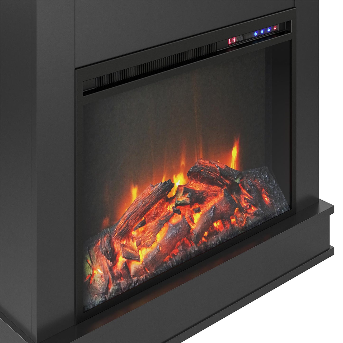 Mateo Electric Fireplace with Rustic Faux Wood Mantel and 23 Inch Fireplace Insert - Black