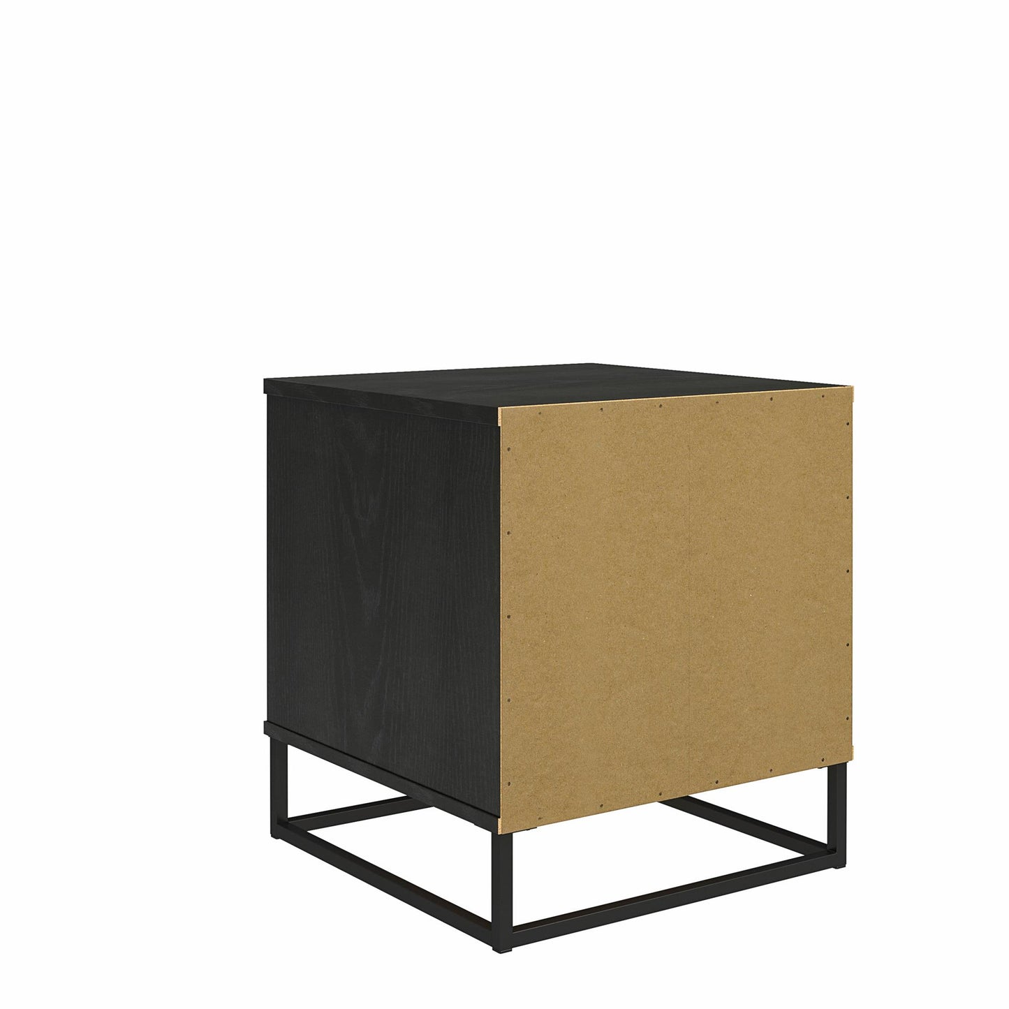 Kelly Nightstand, Faux Rattan & Black Oak - Black Oak