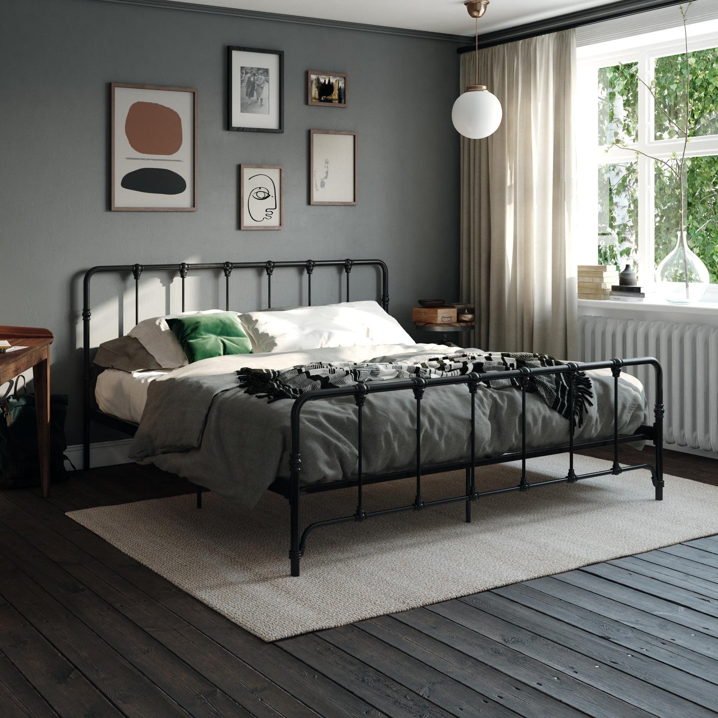 Mainstays Farmhouse Metal Bed, King, Black - Black - King