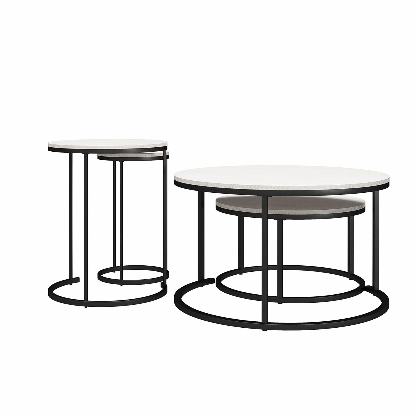 Camdale Nesting Coffee Table and End Table 4 Piece Set - Ivory Pine