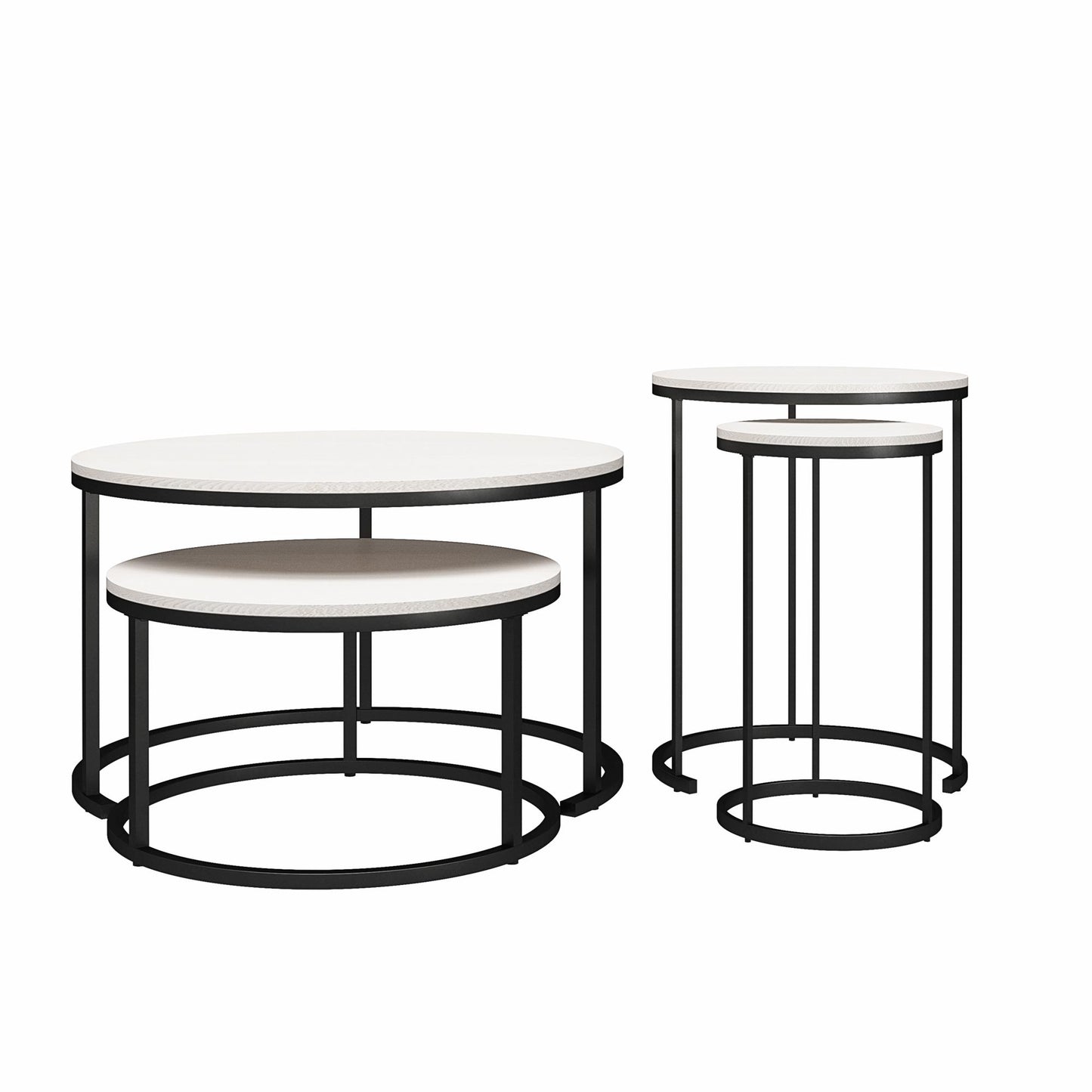 Camdale Nesting Coffee Table and End Table 4 Piece Set - Ivory Pine