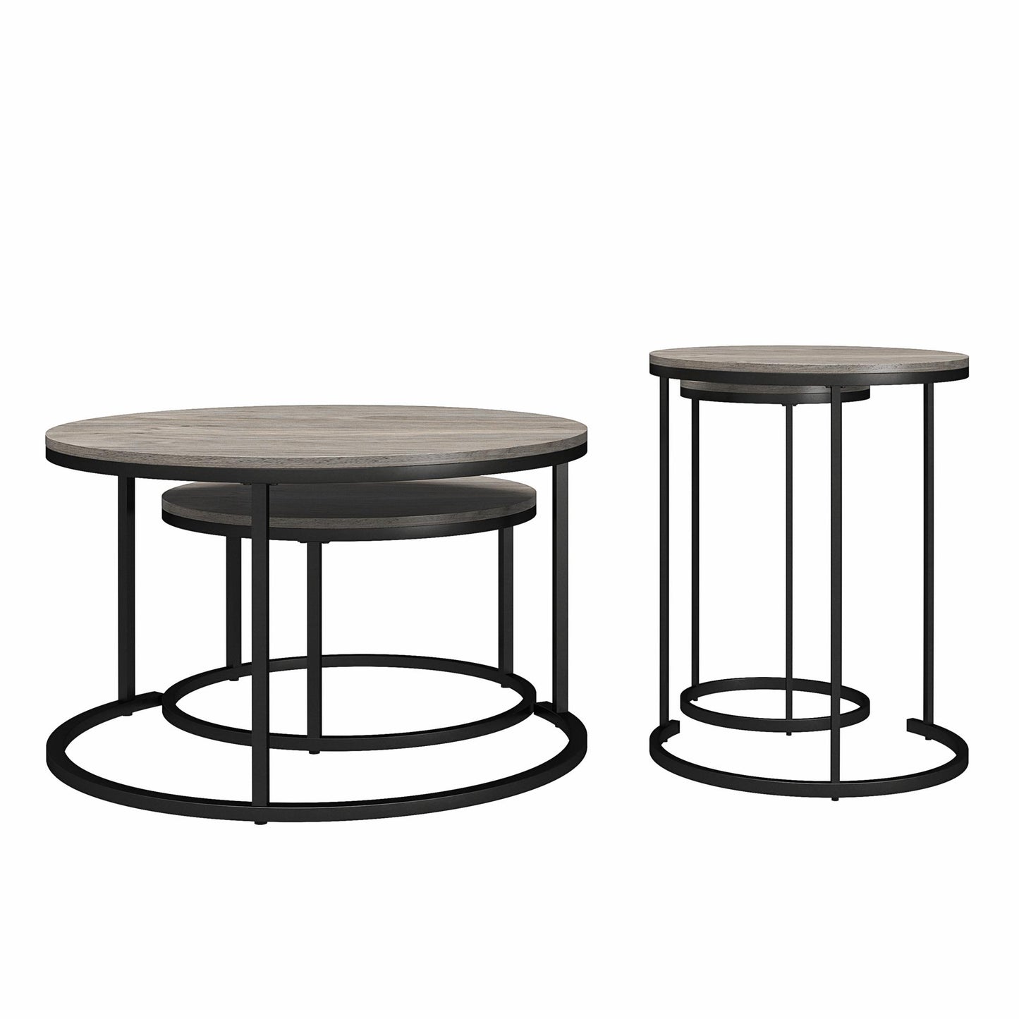 Camdale Nesting Coffee Table and End Table 4 Piece Set - Gray Oak