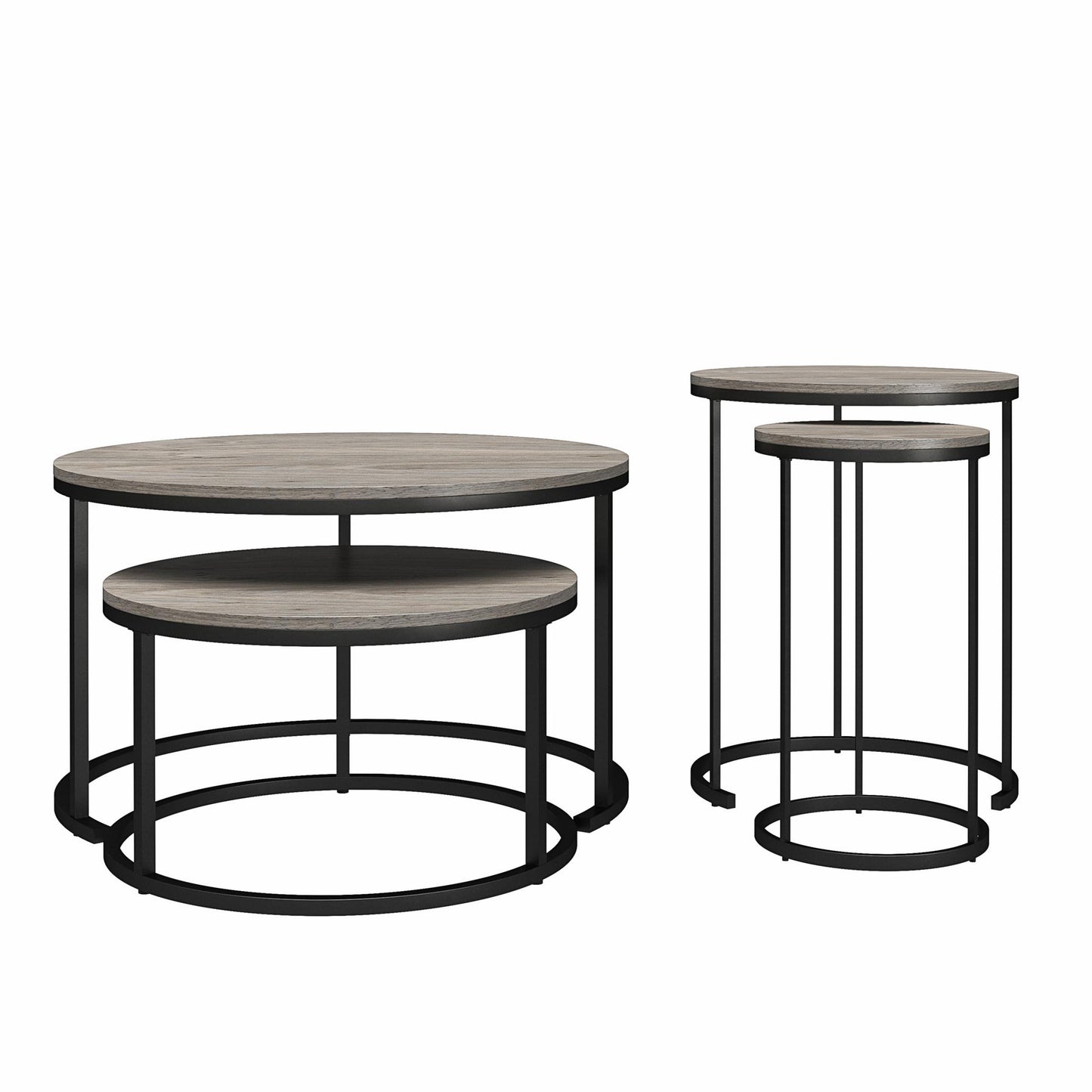 Camdale Nesting Coffee Table and End Table 4 Piece Set - Gray Oak