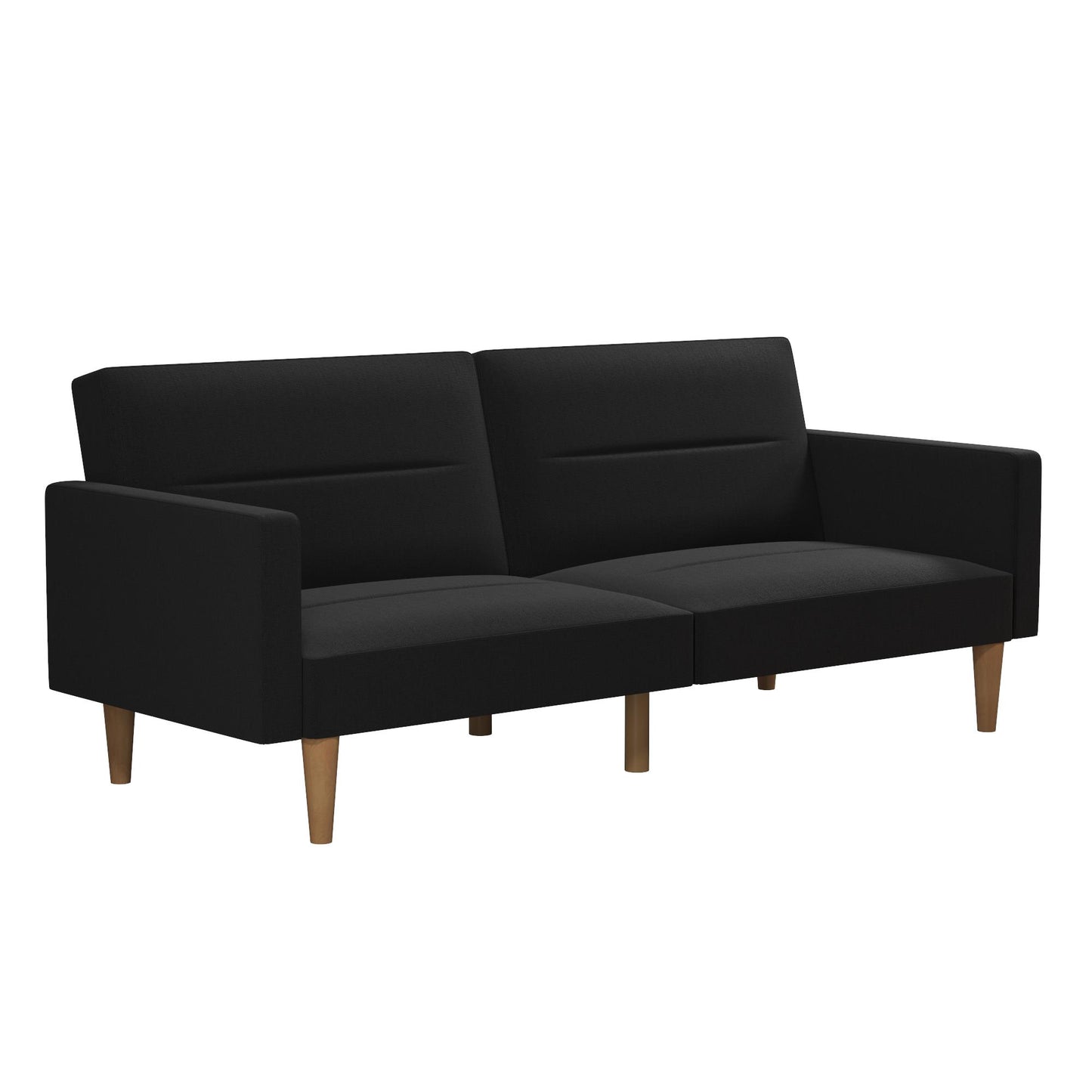 Mainstays Channel Tufted Futon, Black Linen - Black