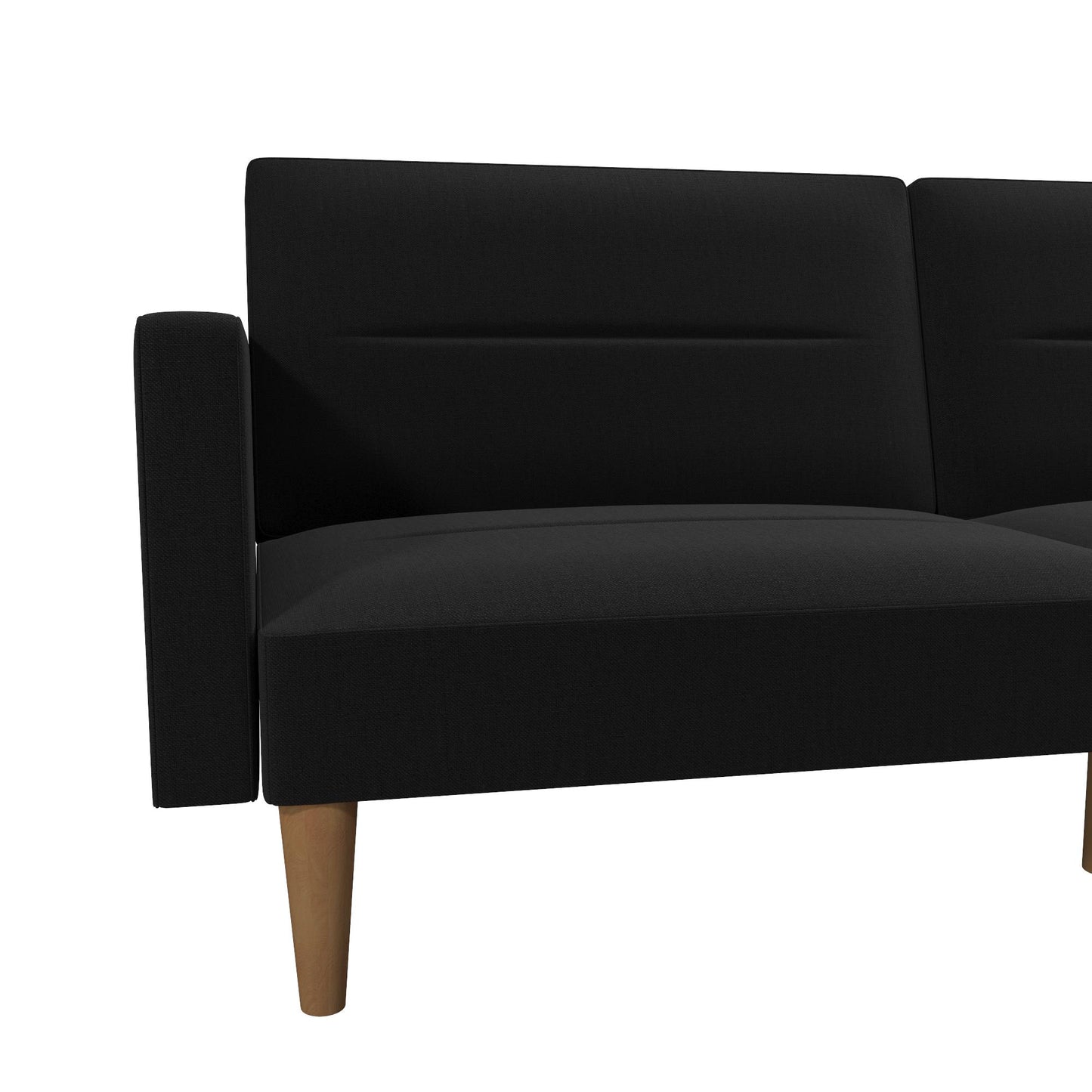 Mainstays Channel Tufted Futon, Black Linen - Black