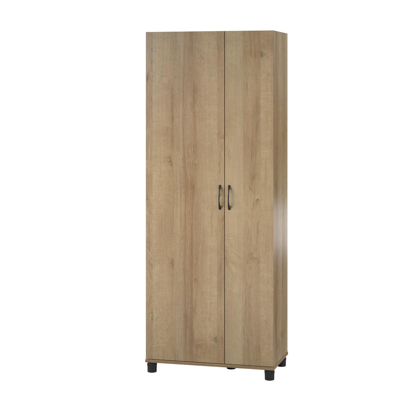 Basin Tall Asymmetrical Storage Cabinet with Adjustable Shelving and Feet - Natural