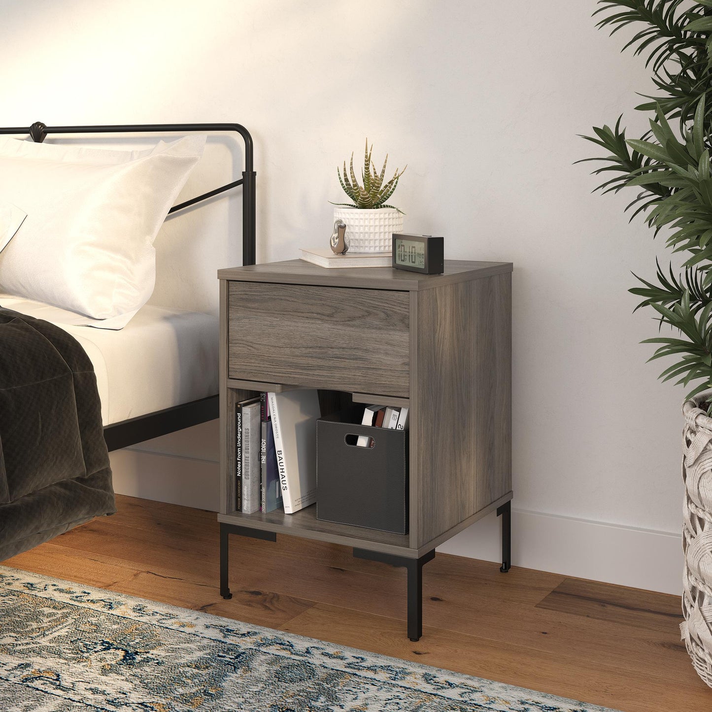 Ameriwood Home Leyden Nightstand, Weathered Oak - Weathered Oak