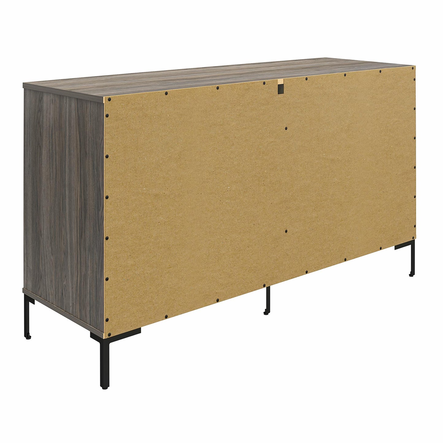 Ameriwood Home Leyden Wide 4 Drawer 2 Cubby Dresser, Weathered Oak - Weathered Oak
