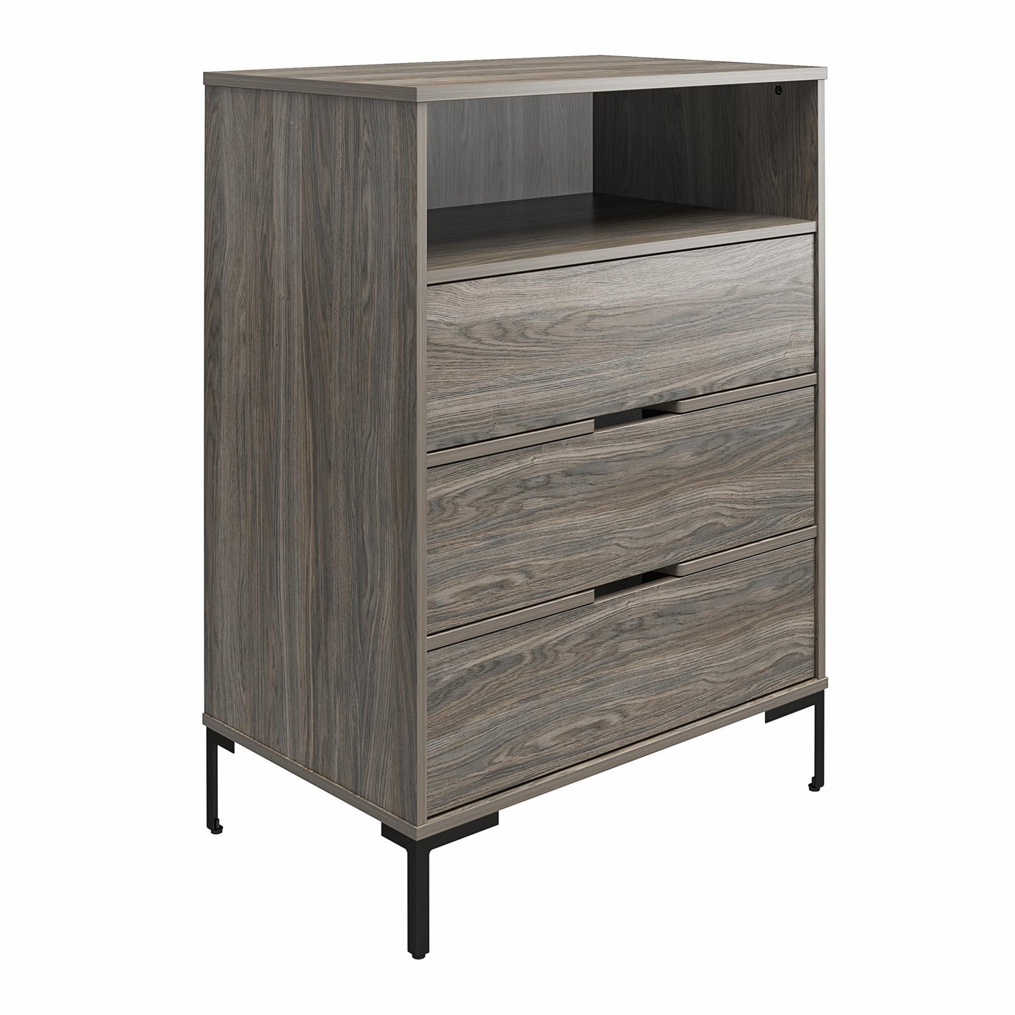 Ameriwood Home Tall 3 Drawer 1 Cubby Dresser, Weathered Oak - Weathered Oak