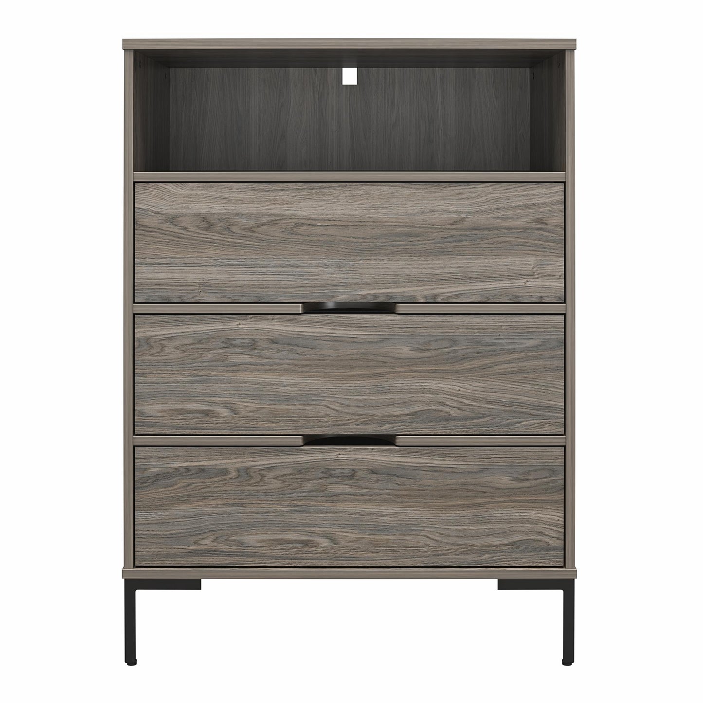 Ameriwood Home Tall 3 Drawer 1 Cubby Dresser, Weathered Oak - Weathered Oak