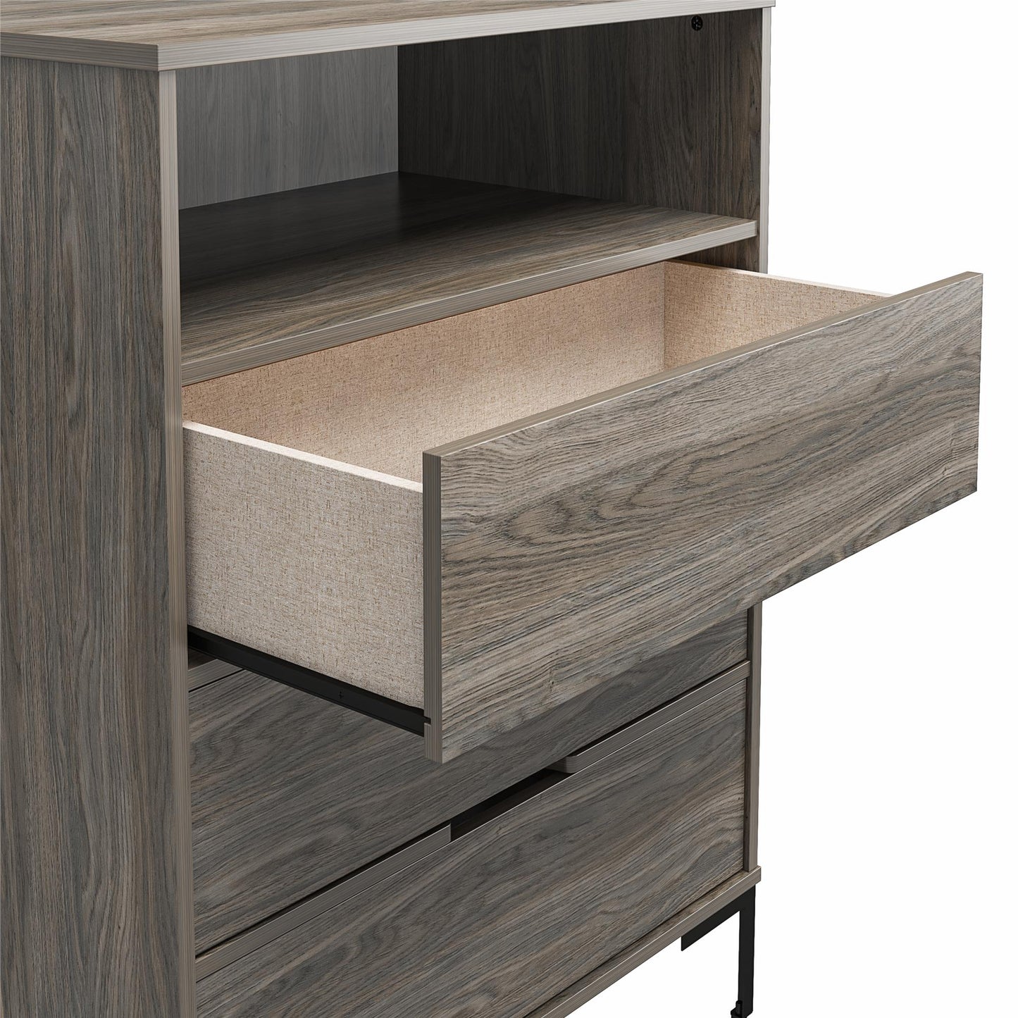 Ameriwood Home Tall 3 Drawer 1 Cubby Dresser, Weathered Oak - Weathered Oak