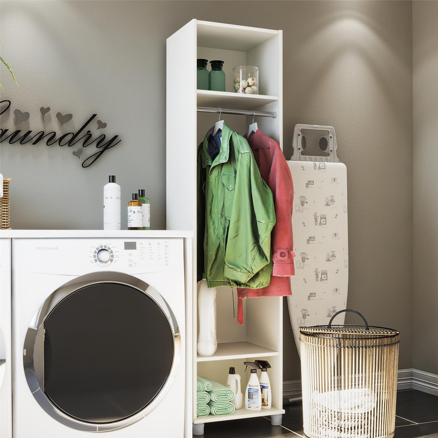 Basin 18" Wide Mudroom Cabinet with Adjustable Shelving - White