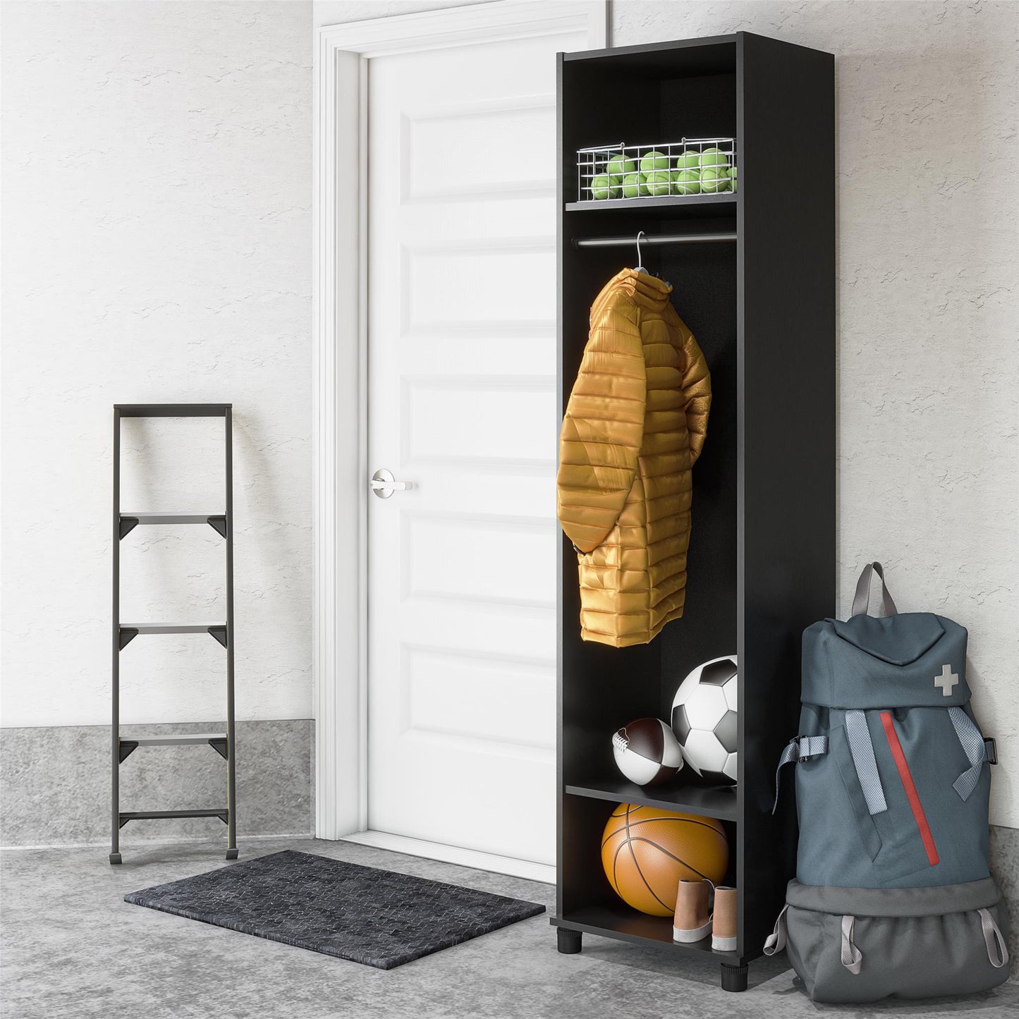 Basin 18" Wide Mudroom Cabinet with Adjustable Shelving - Black