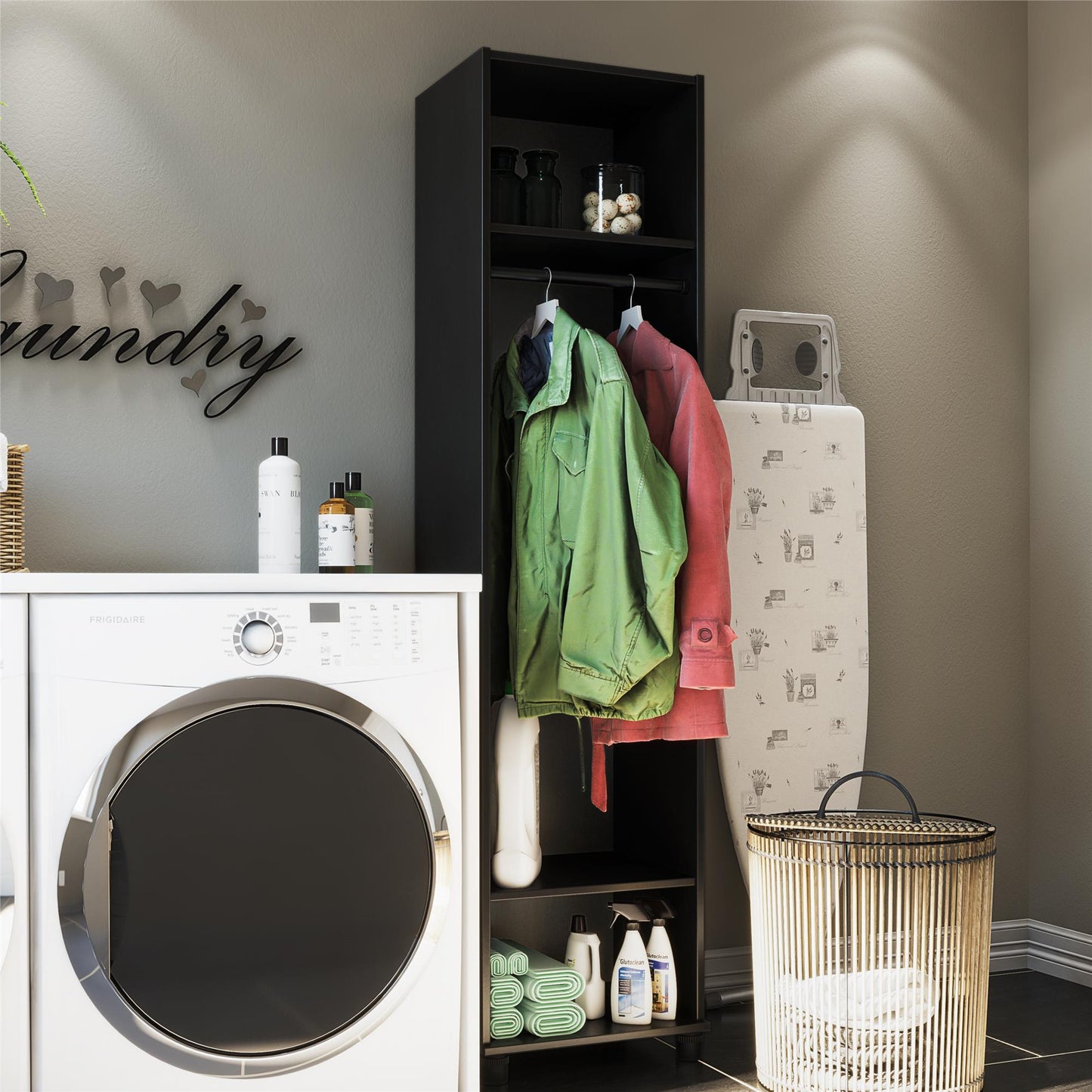 Basin 18" Wide Mudroom Cabinet with Adjustable Shelving - Black