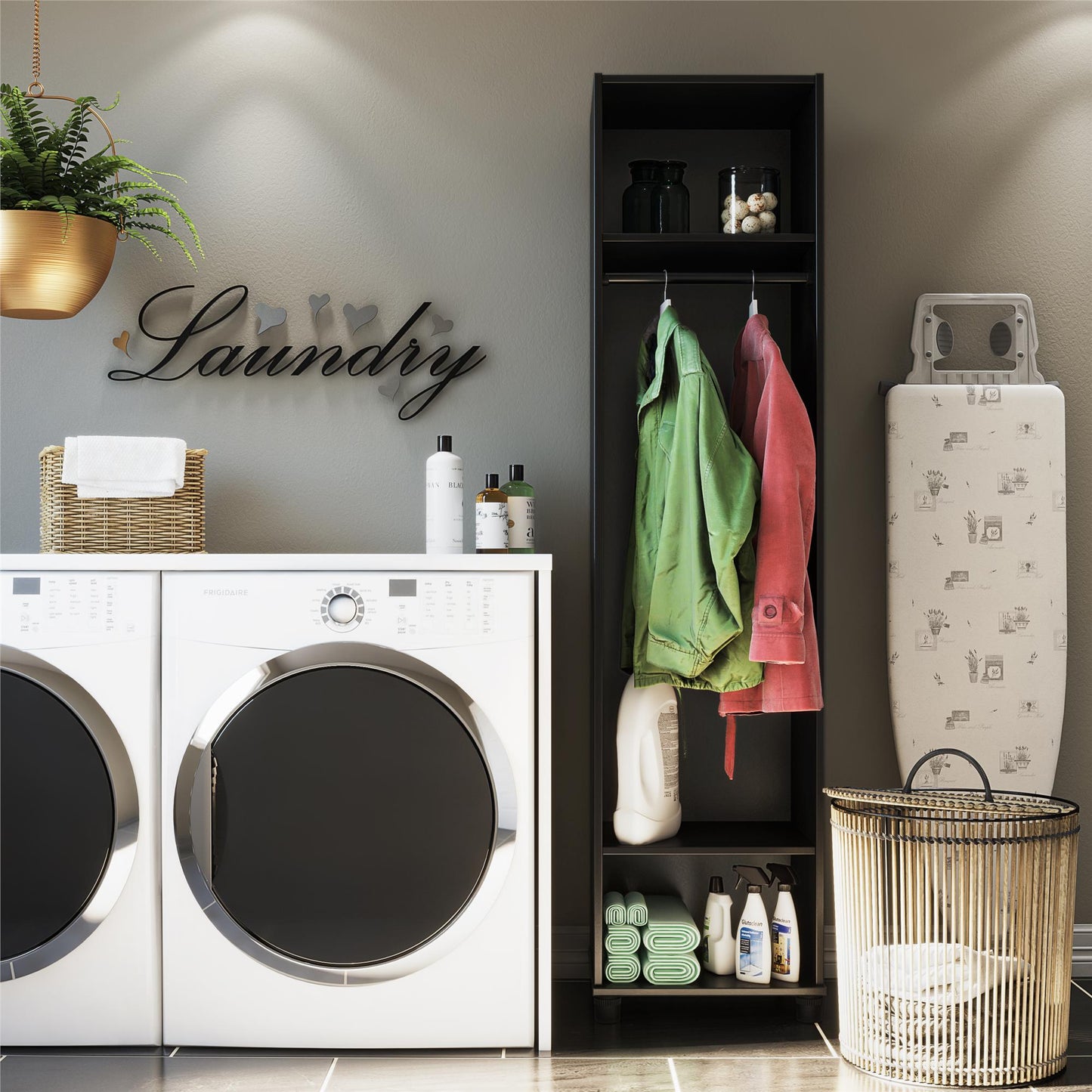 Basin 18" Wide Mudroom Cabinet with Adjustable Shelving - Black