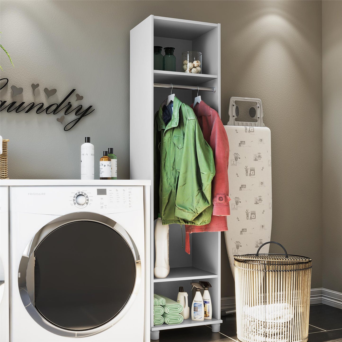 Basin 18" Wide Mudroom Cabinet with Adjustable Shelving - Dove Gray