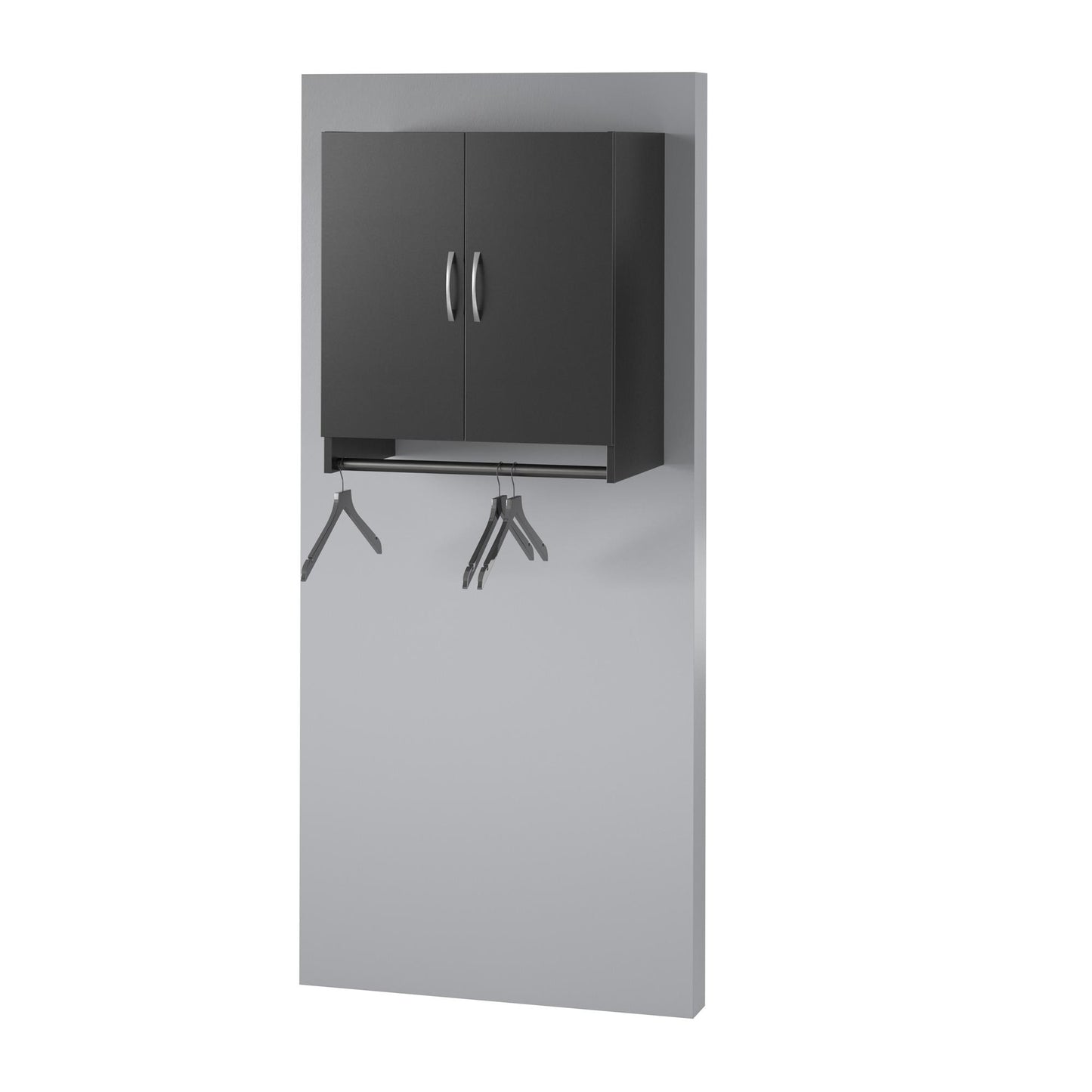 Basin 2 Door Wall Storage Cabinet with Hanging Rod - Black