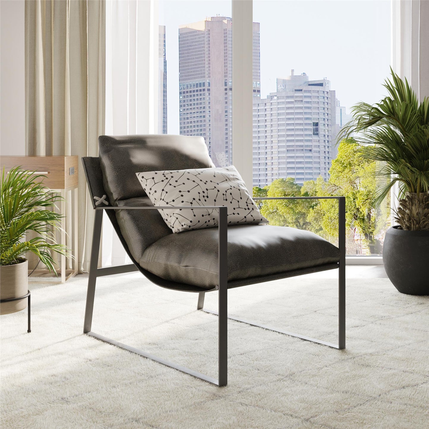 Varick Faux Leather Accent Chair - Espresso