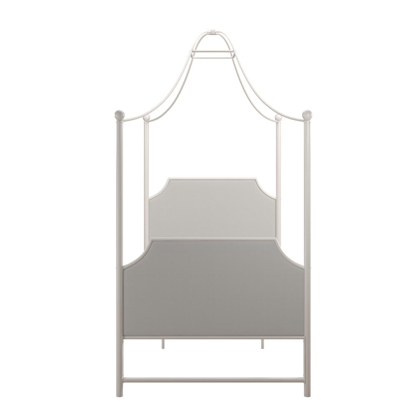 Monarch Hill Clementine Canopy Bed with Linen Headboard and Footboard - White - Twin