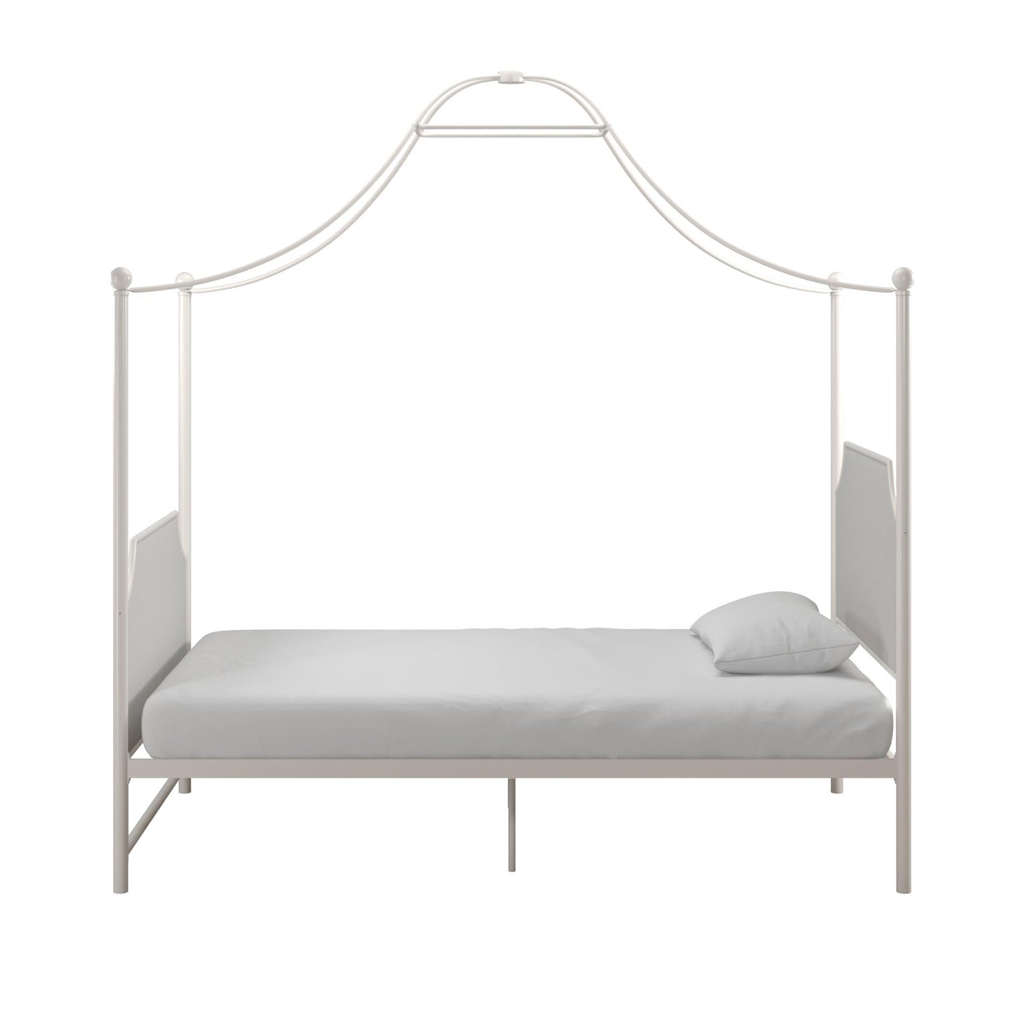 Monarch Hill Clementine Canopy Bed with Linen Headboard and Footboard - White - Twin