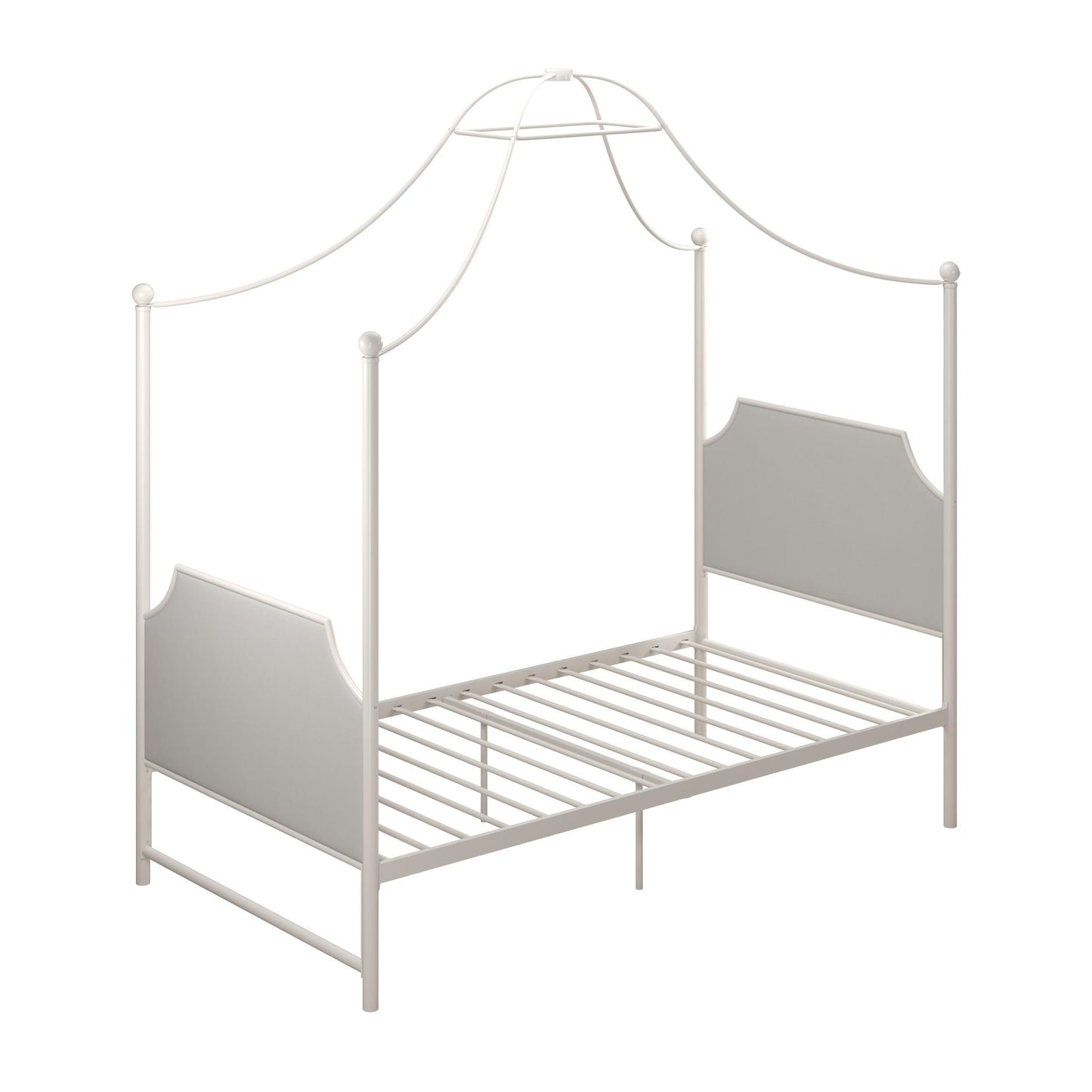 Monarch Hill Clementine Canopy Bed with Linen Headboard and Footboard - White - Twin