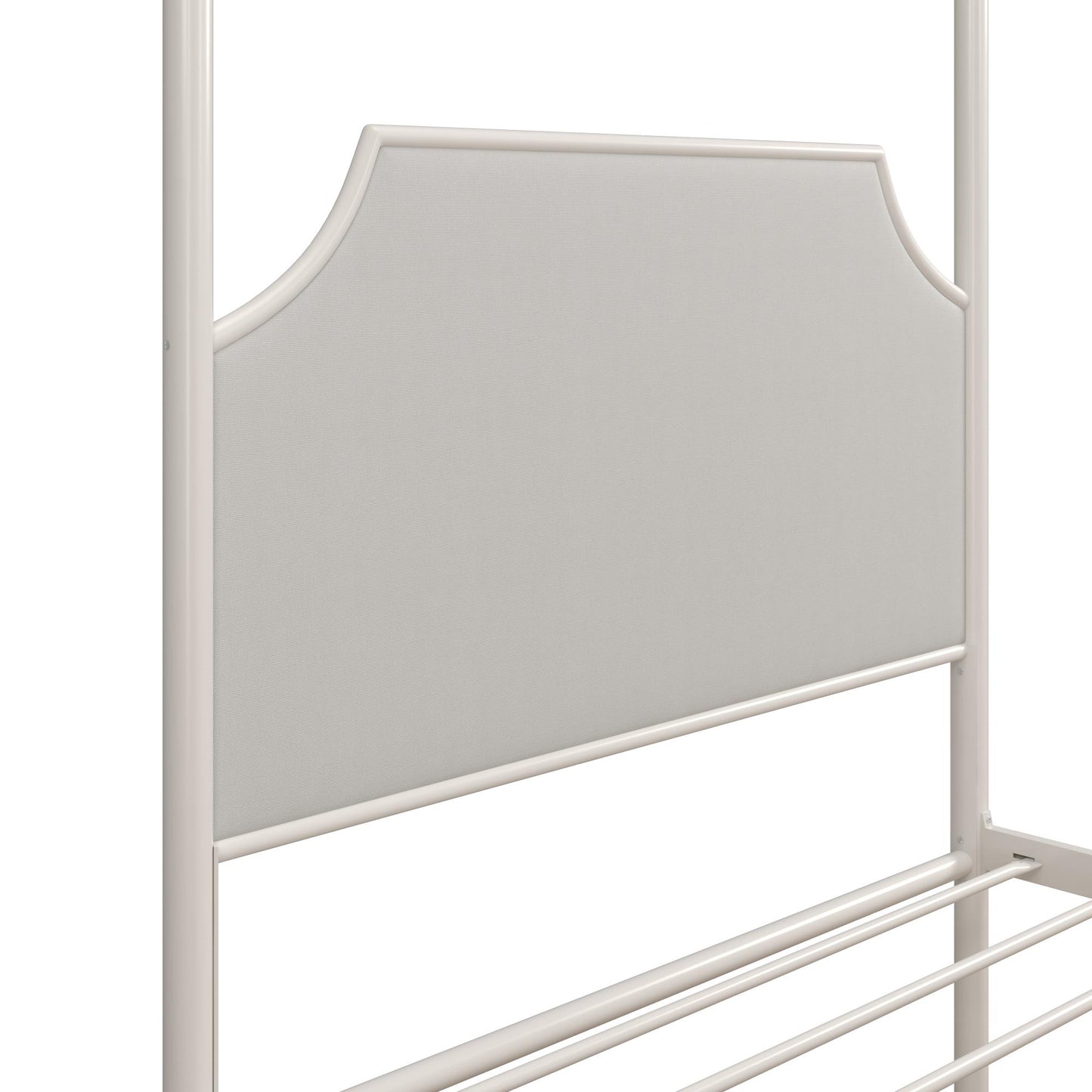 Monarch Hill Clementine Canopy Bed with Linen Headboard and Footboard - White - Twin