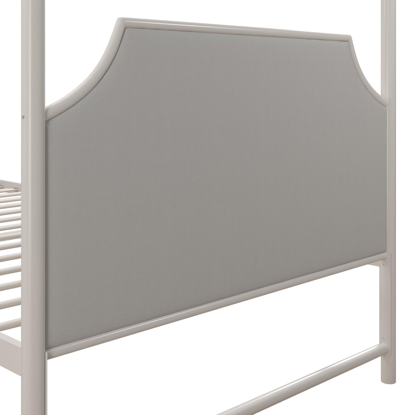 Monarch Hill Clementine Canopy Bed with Linen Headboard and Footboard - White - Twin
