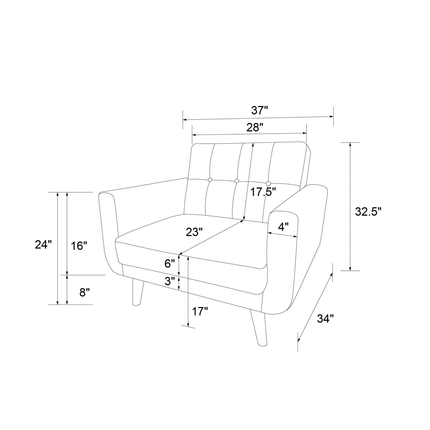 Better Homes & Gardens Nola Modern Chair with Arms, Black Faux Leather - Black