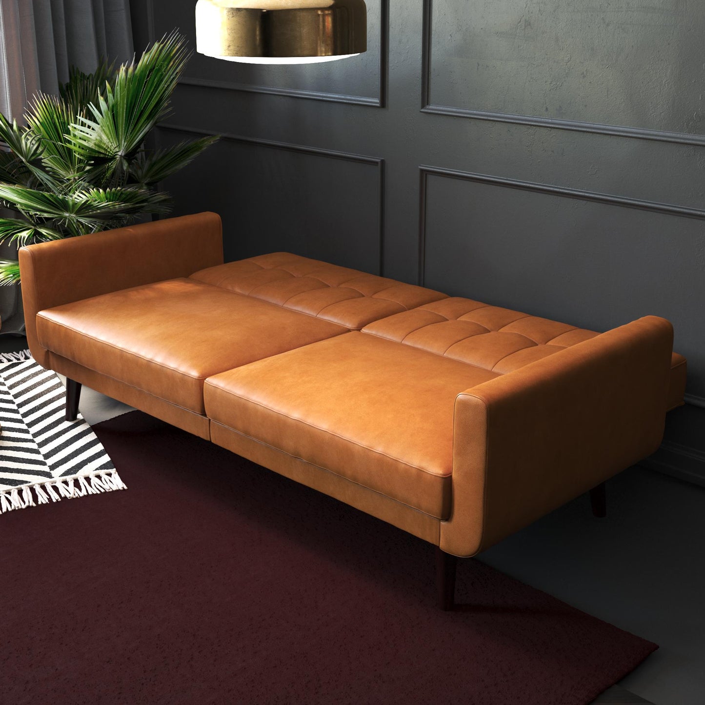 Better Homes & Gardens Nola Modern Futon, Camel Faux Leather - Camel