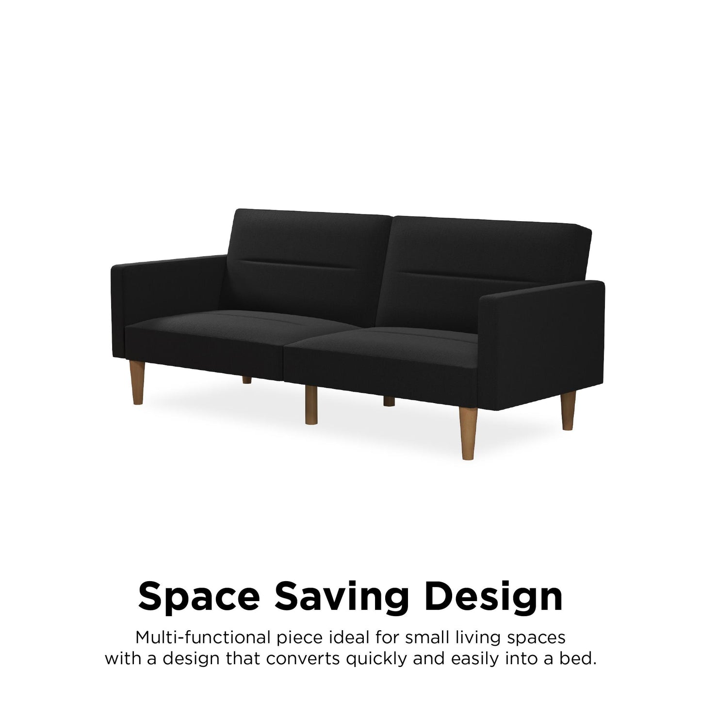 Mainstays Channel Tufted Futon, Black Linen - Black