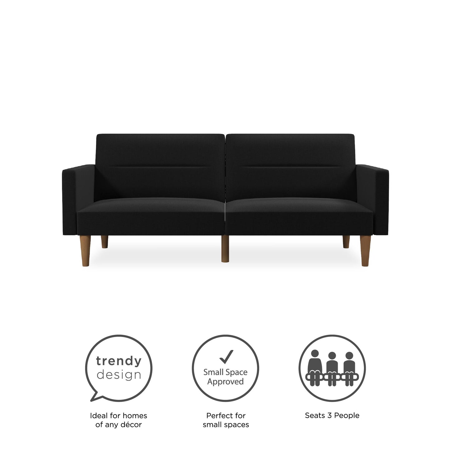 Mainstays Channel Tufted Futon, Black Linen - Black