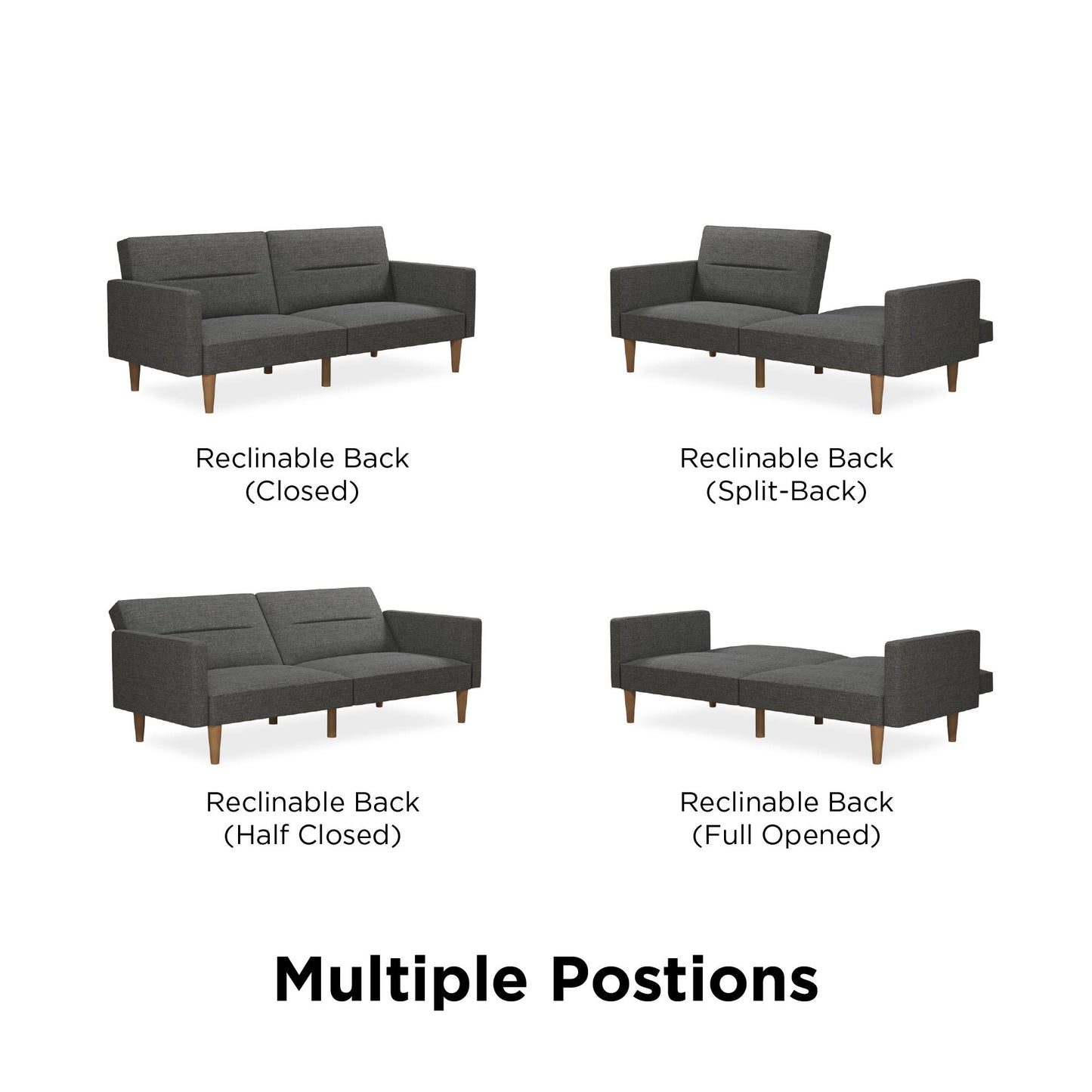 Mainstays Channel Tufted Futon, Gray Linen - Gray